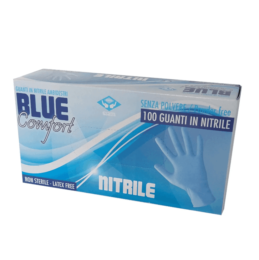 Siam - Guanti monouso in nitrile  Blue Comfort - 100 Pezzi