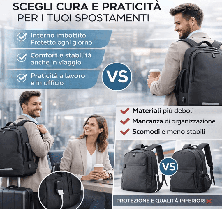 Cartospedia - Carry Zaino Porta Computer Nero 32x15x44 cm in Poliestere, Apertura a Valigia, Porta USB, Fascia Trolley, Schienal - 5