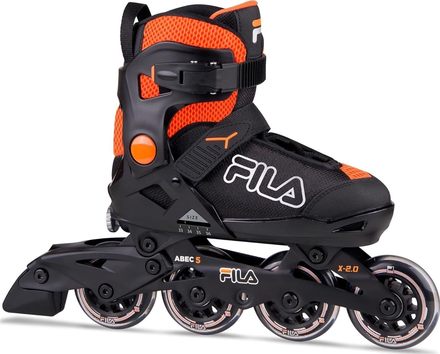 Pattini Inline FILA X 2.0 Junior Regolabili – Resistenti e Facili da Usare BLACK/ORANGE - 2