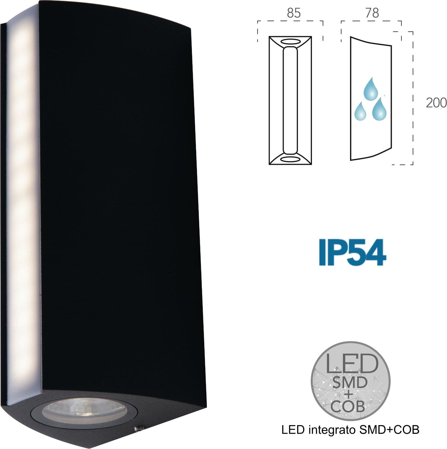 Applique da parete per esterno 14W a led a tripla emissione antracite Omni - 2