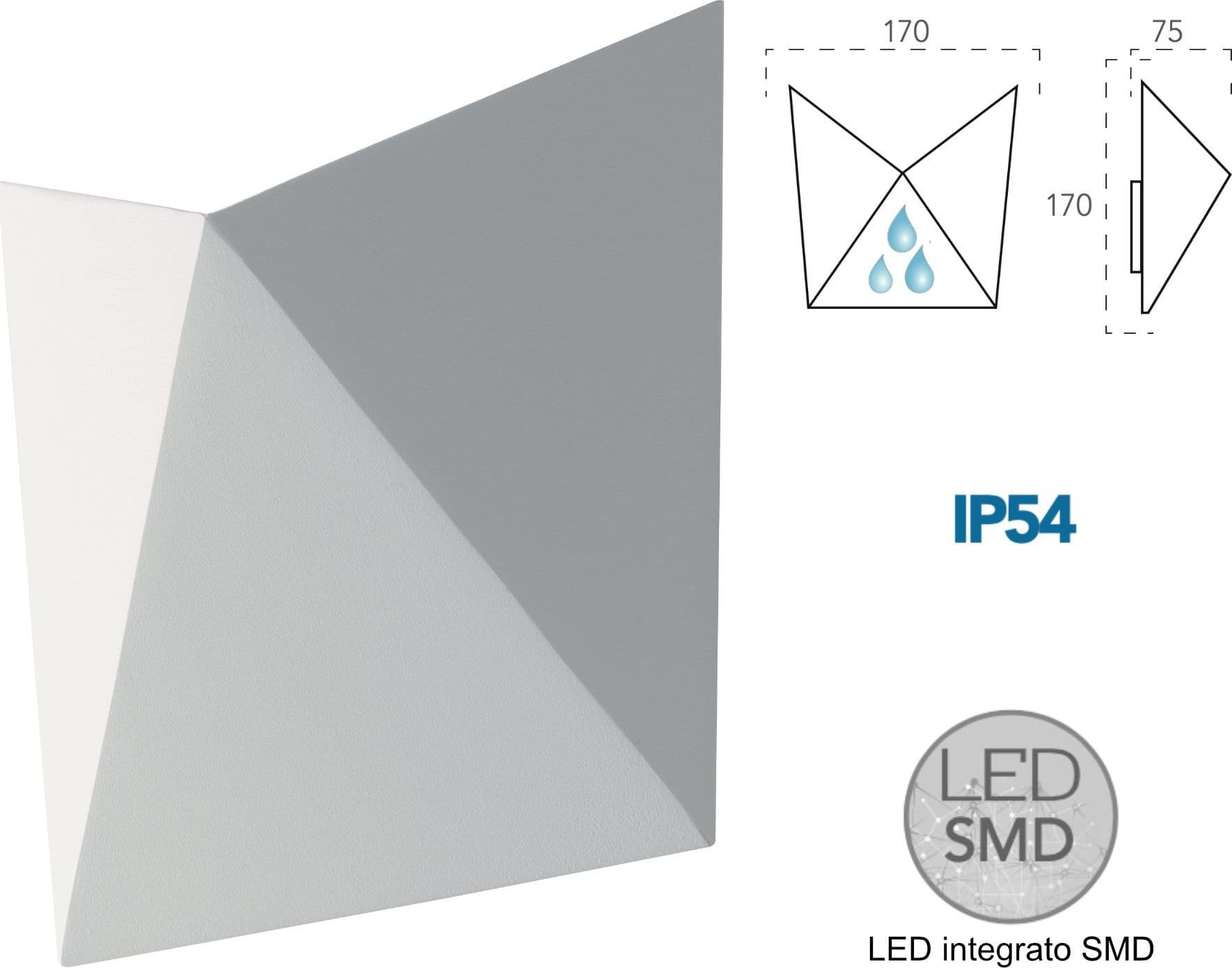 Applique da parete per esterno 7W a led bianca Diamond - 2