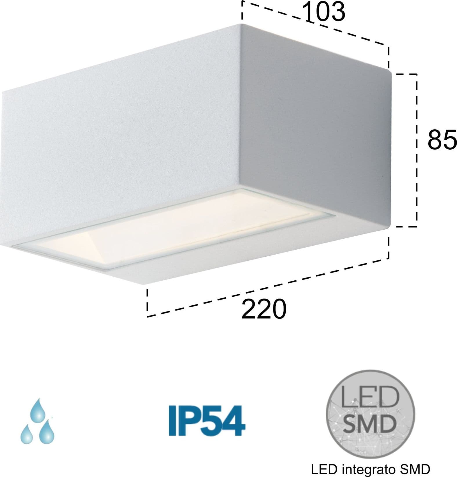 Applique da parete per esterno 20W a led a doppia emissione bianca Box - 2