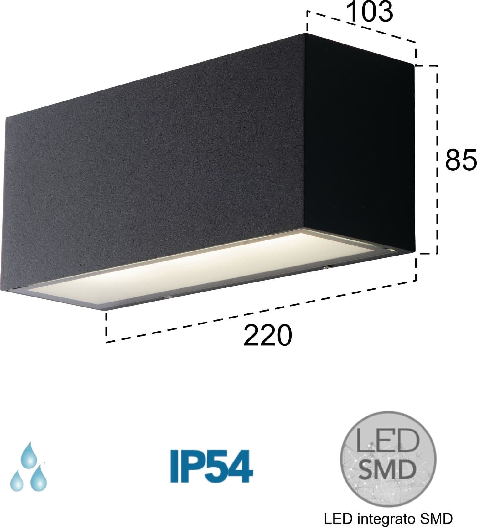 Applique da parete per esterno 20W a led a doppia emissione antracite Box - 2