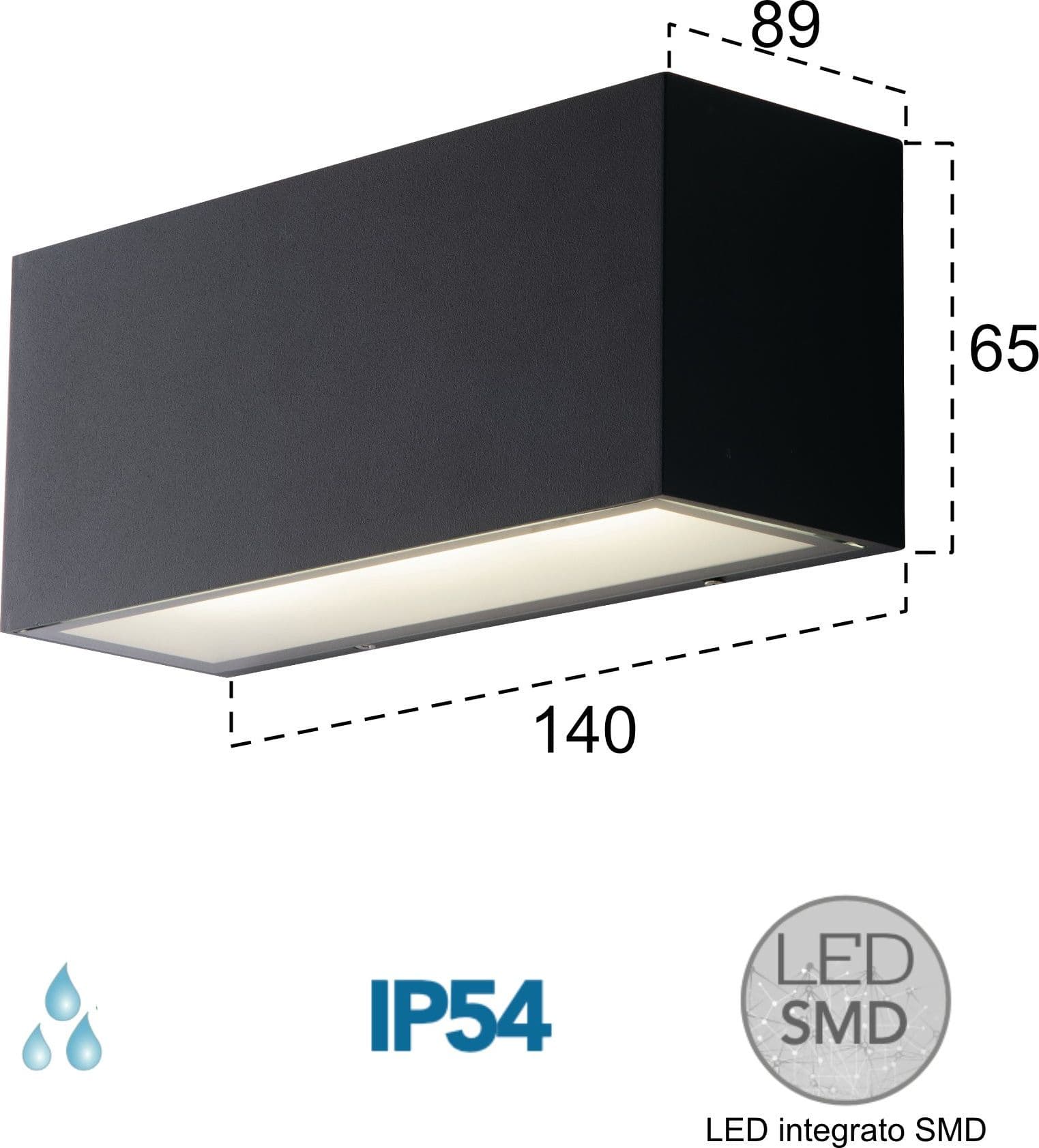 Applique da parete per esterno 12W a led a doppia emissione antracite Box - 2