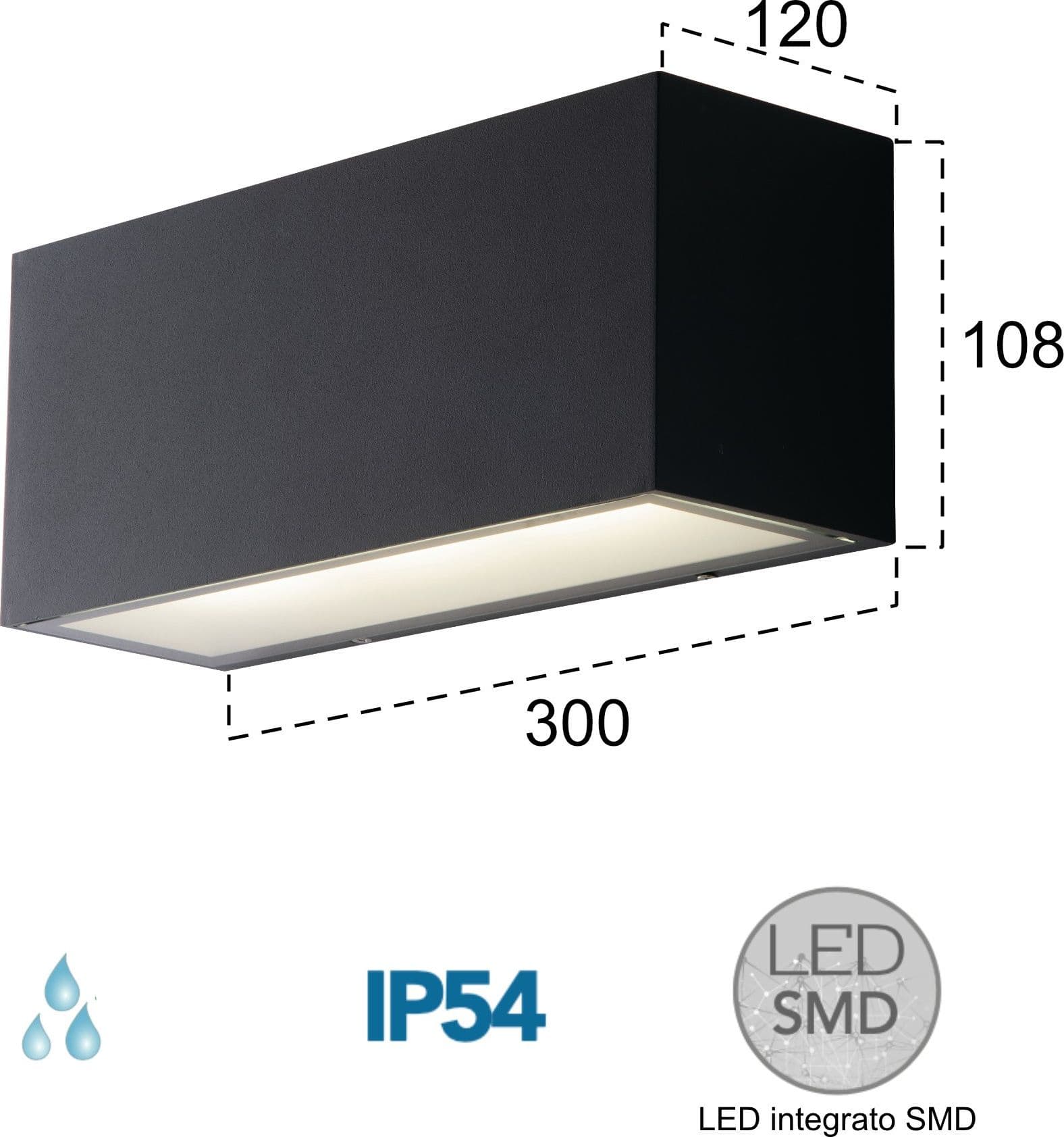 Applique da parete per esterno 40W a led a doppia emissione antracite Box - 2