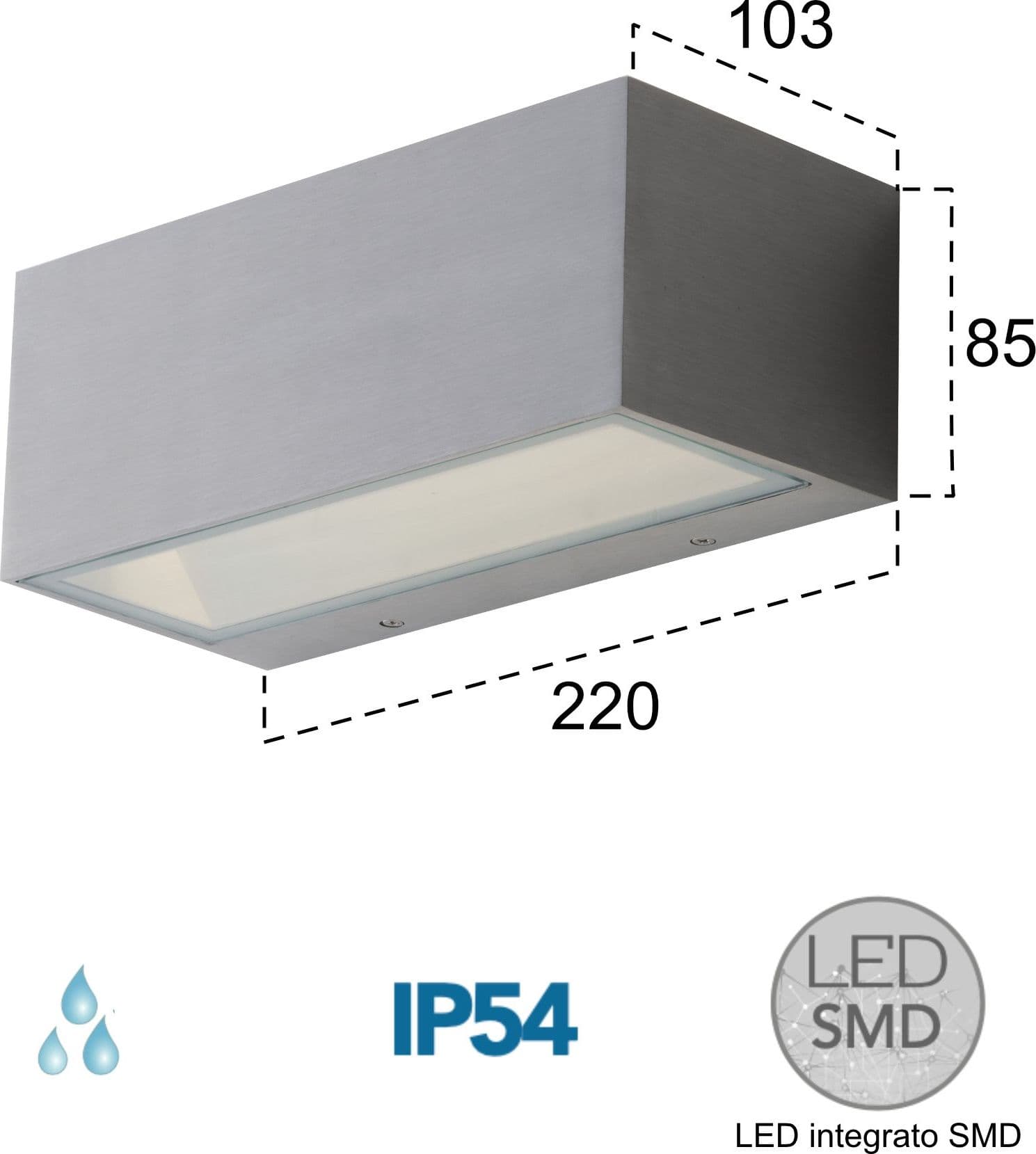 Applique da parete per esterno 40W a led a doppia emissione nickel Box - 2