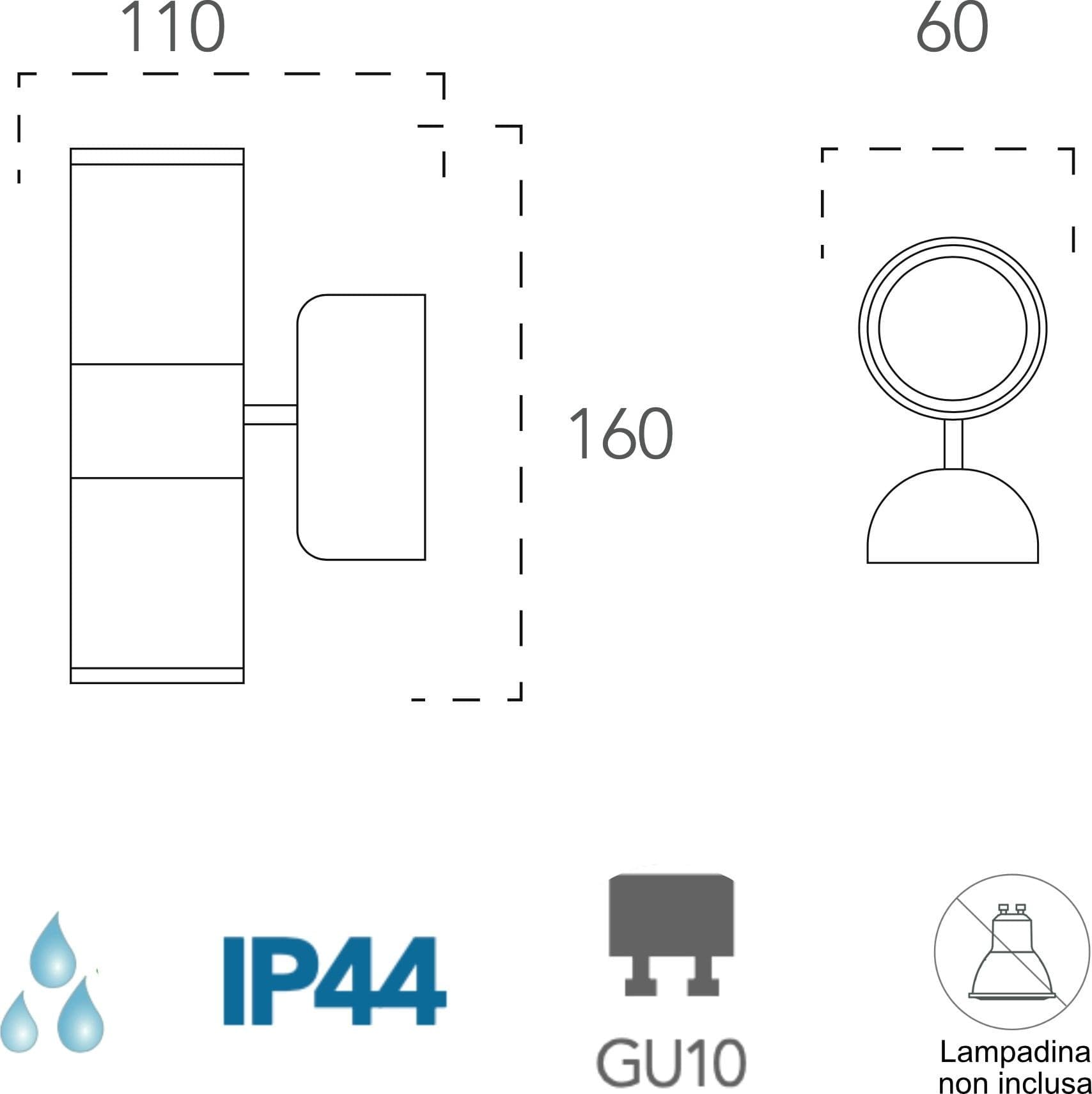 Applique da parete per esterno 2x35W GU10 a doppia emissione argento Gazza - 2