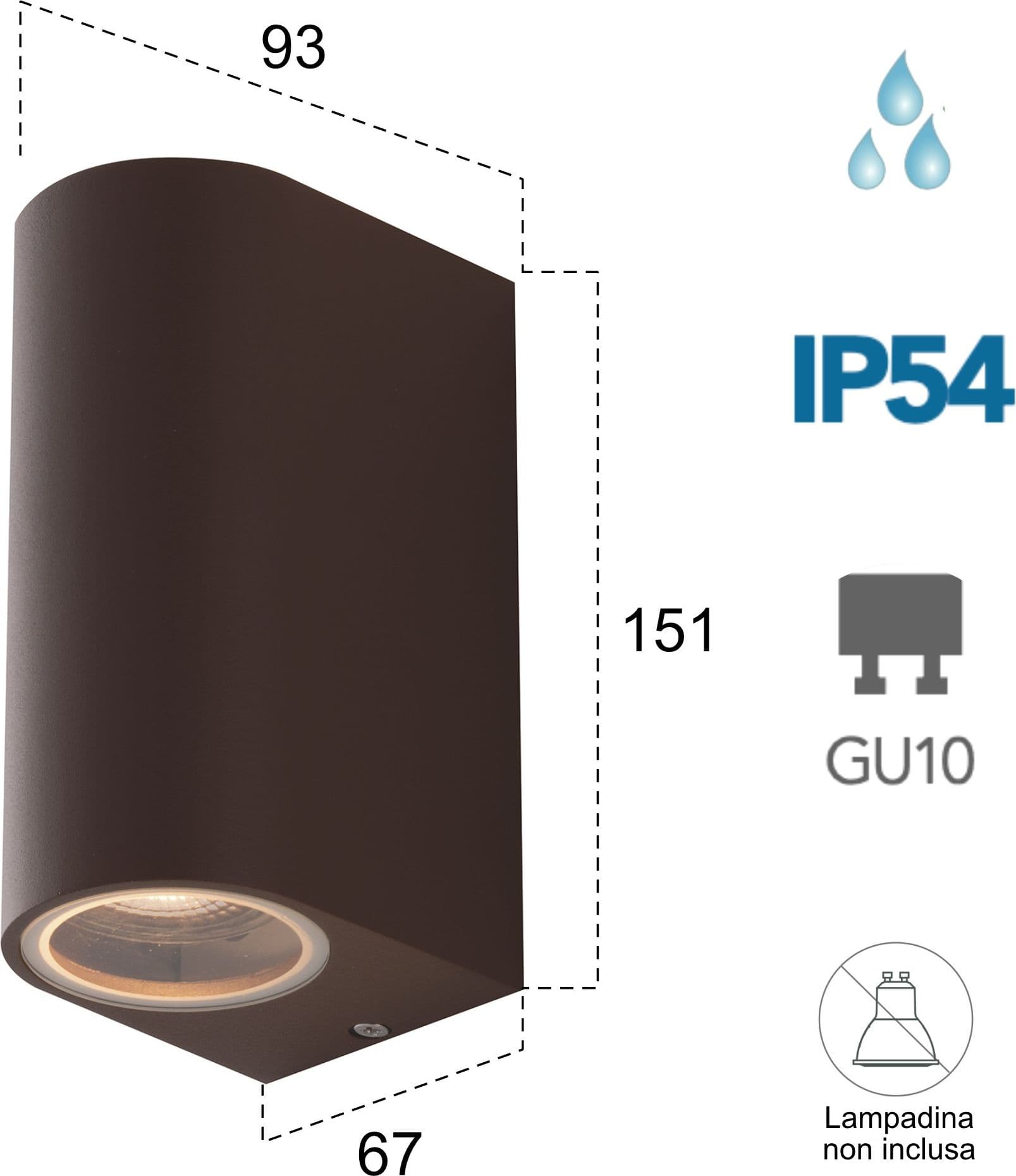 Applique da parete per esterno 2x35W GU10 a doppia emissione corten Simply - 2