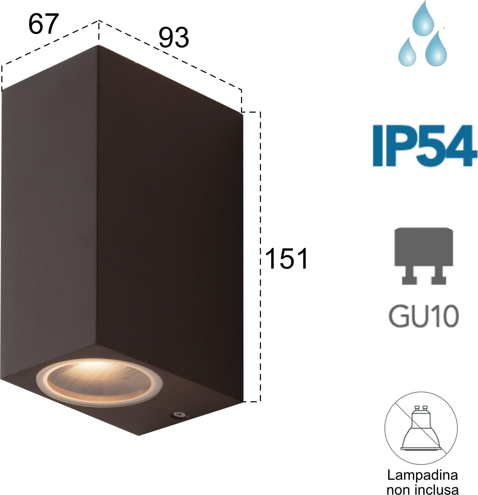 Applique da parete per esterno 2x35W GU10 a doppia emissione corten Cubby - 2