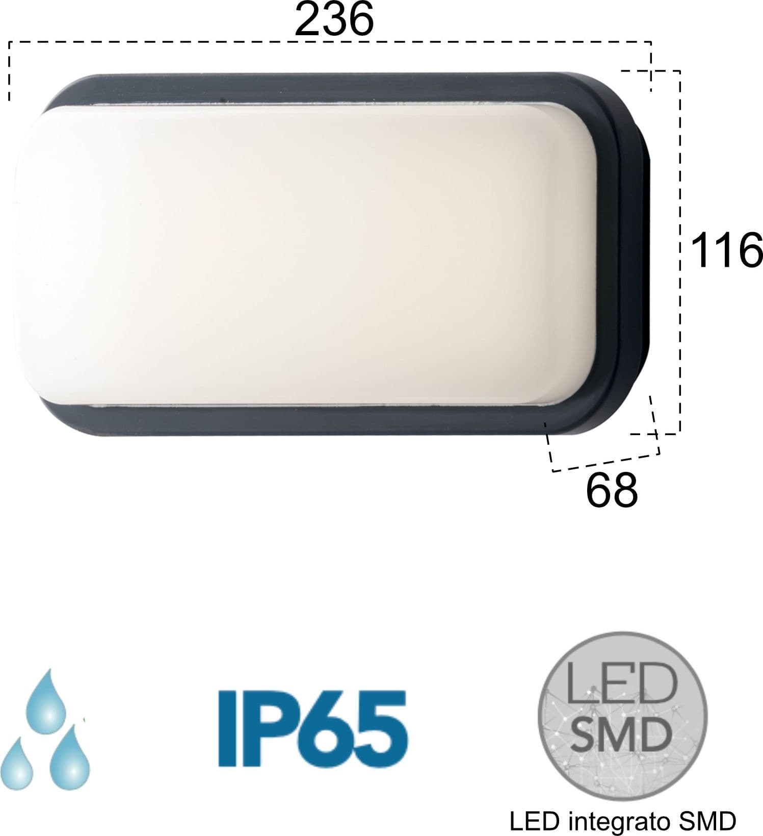 Plafoniera per esterno 15W a led antracite Shirley - 2