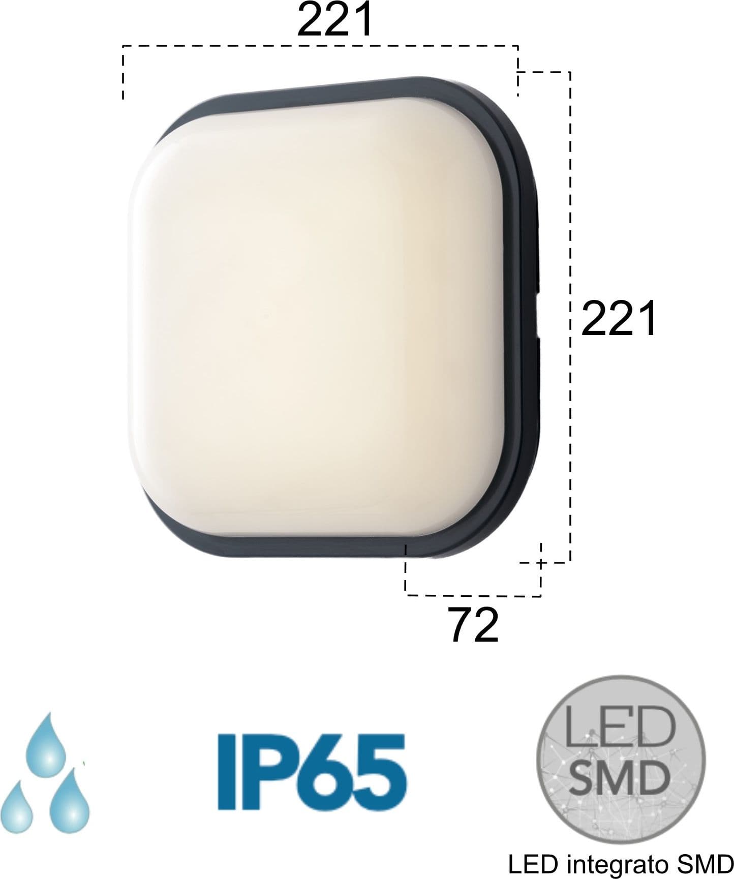 Plafoniera per esterno 30W a led antracite Meg - 2