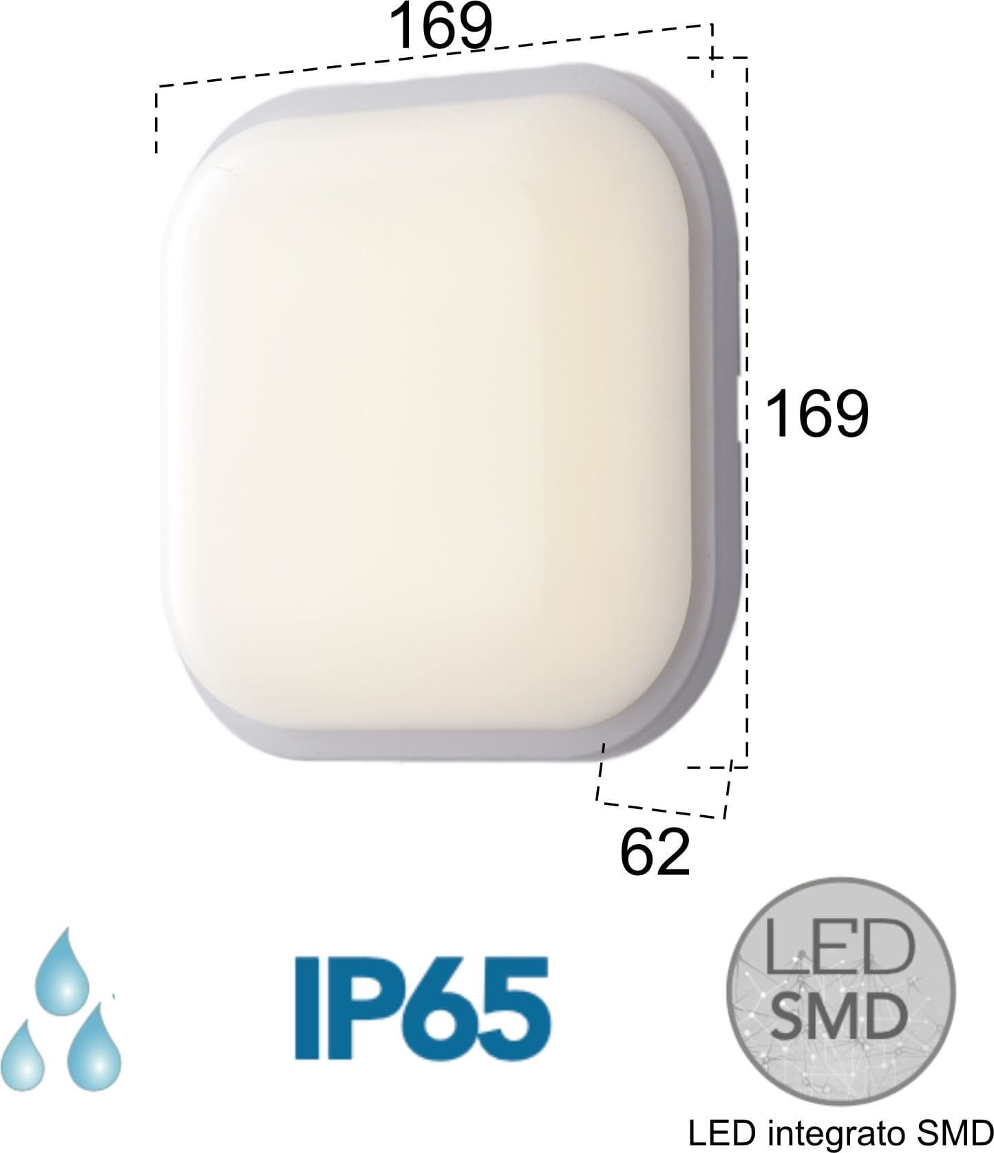 Plafoniera per esterno 15W a led 4000K bianca Meg - 2