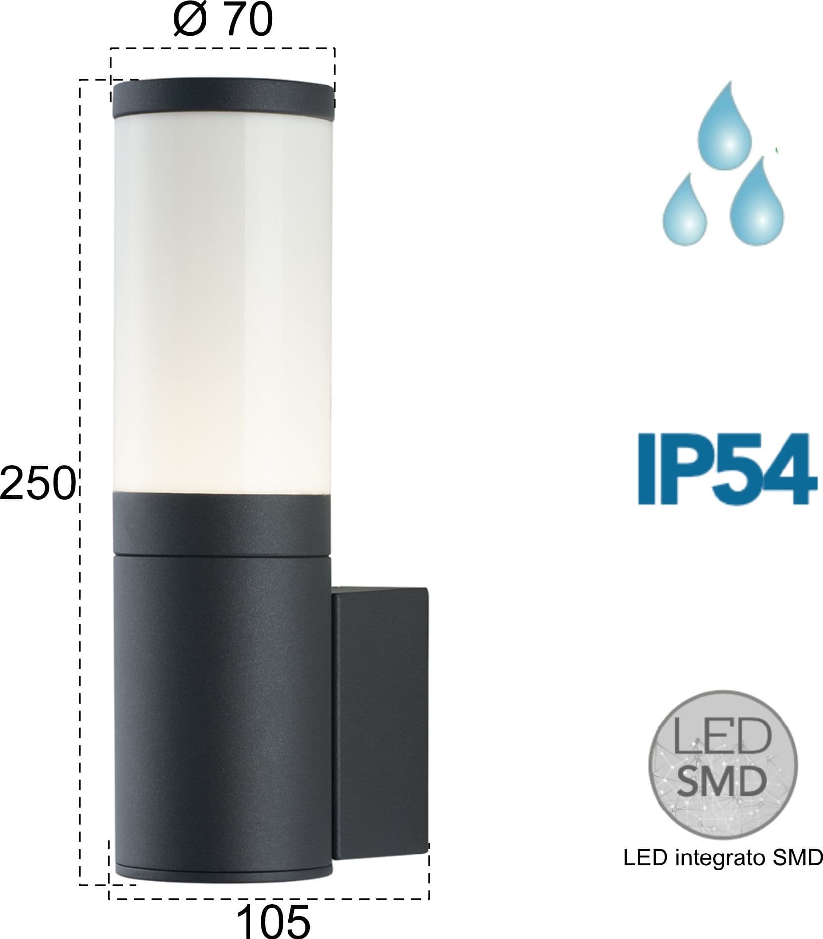 Applique da parete per esterno 13W a led antracite Explorer - 2
