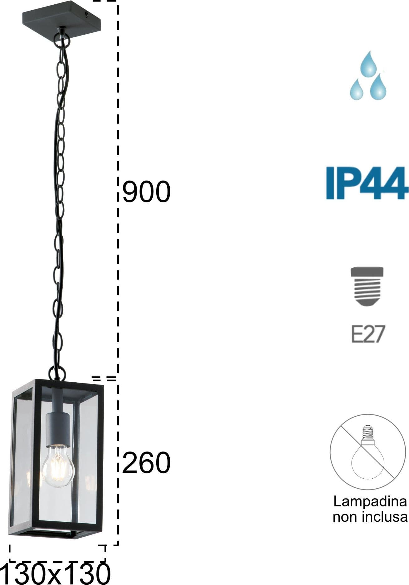 Lampadario a sospensione 60W E27 antracite Gastly - 2