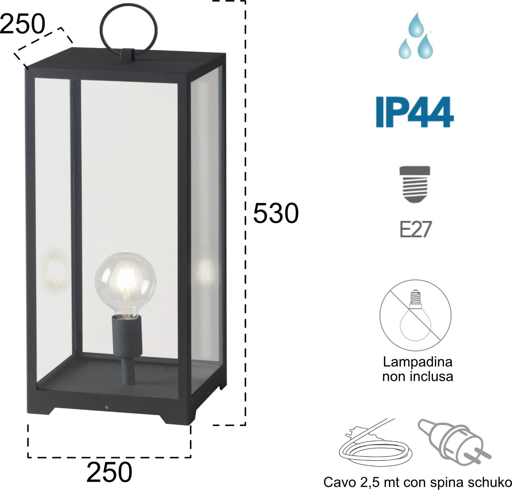 Lanterna da terra per esterno 60W E27 antracite Gastly - 2
