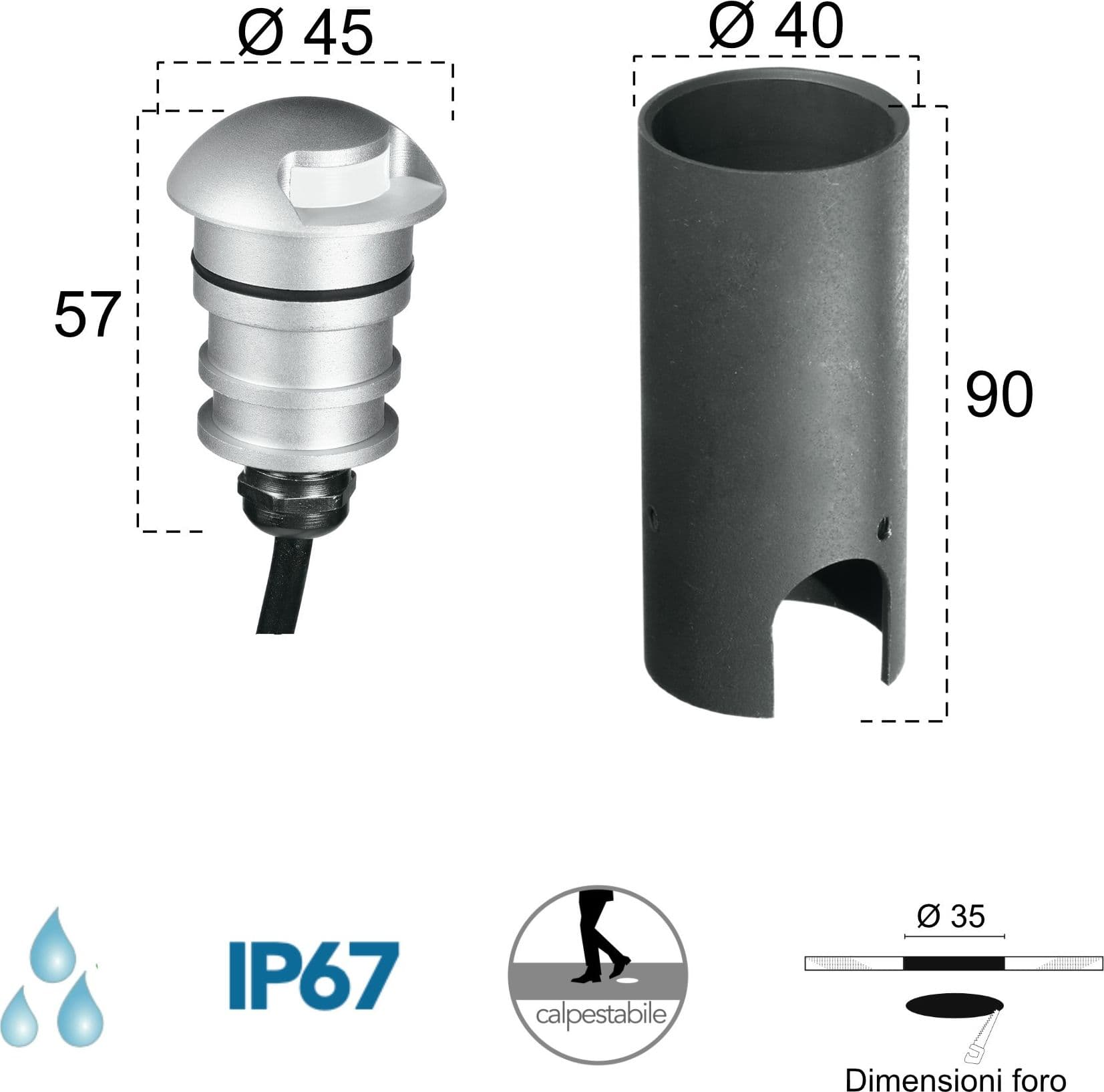 Faretto Segnapassi LED 3W Nichel - 3