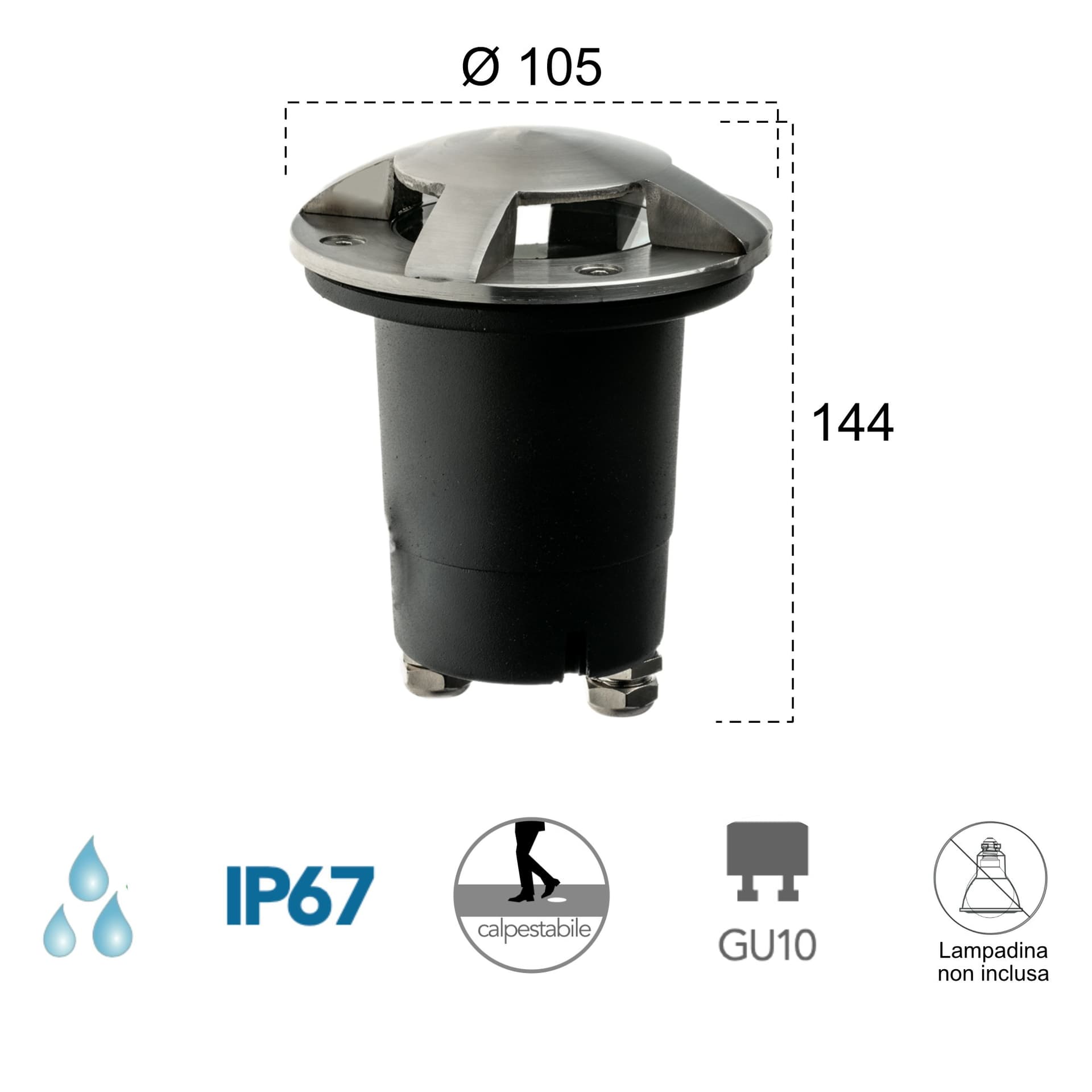 Faretto Segnapassi A incasso 35W GU10 Acciaio Bronzo o Antracite - 8
