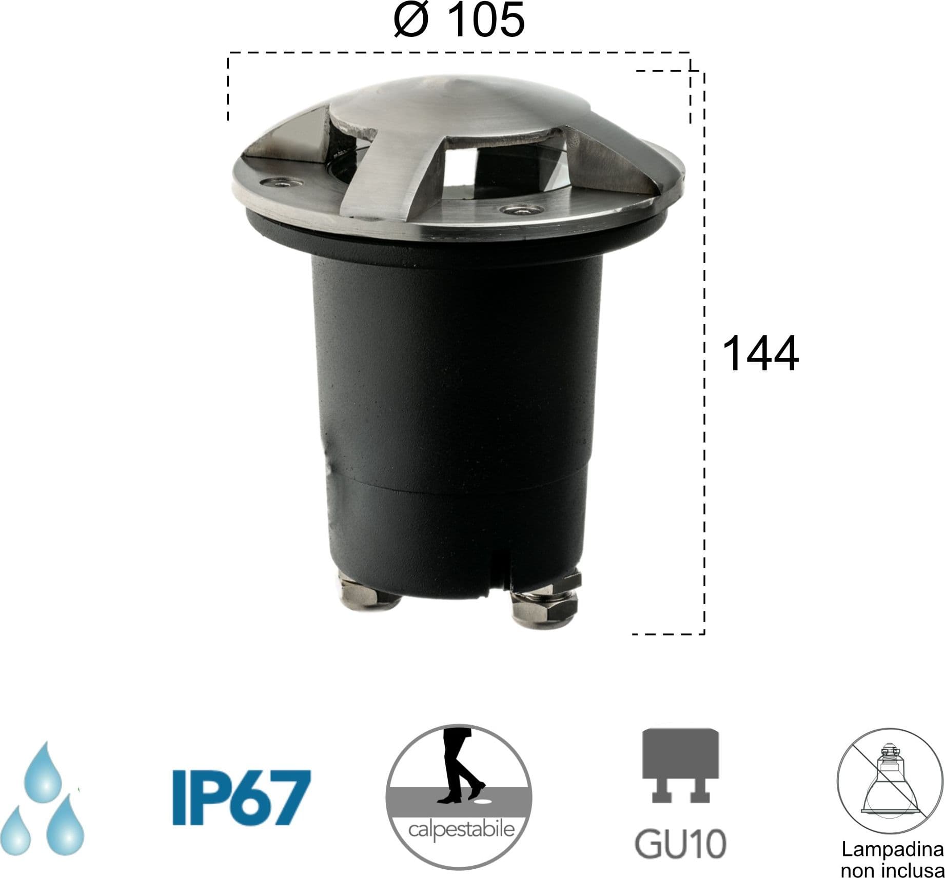 Faretto Segnapassi A incasso 35W GU10 Acciaio Bronzo o Antracite - 7