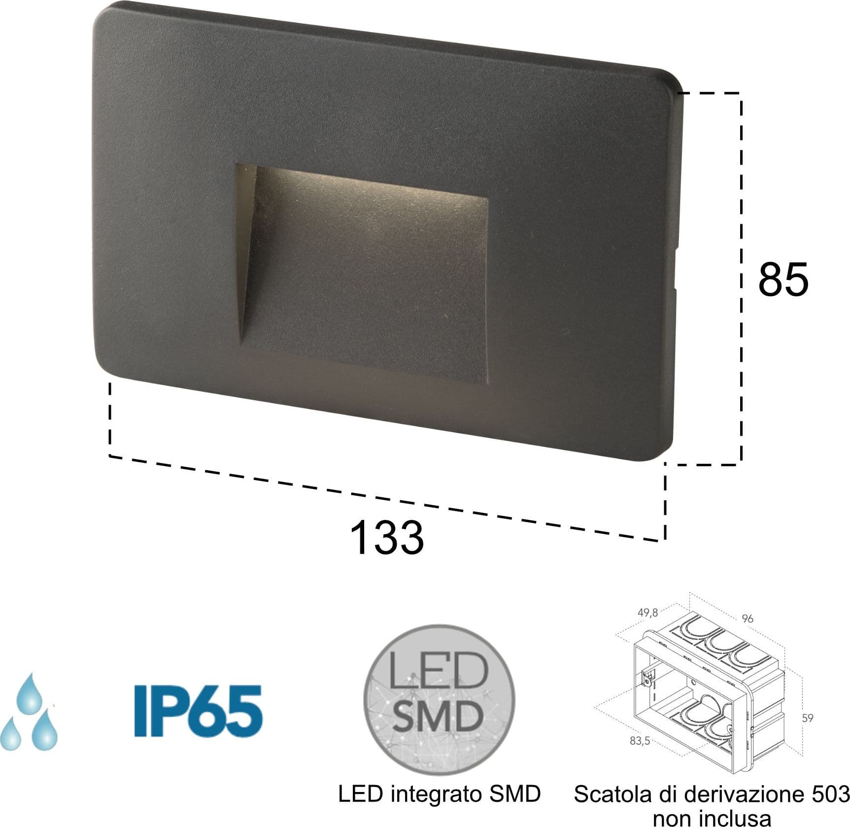 Faretto Segnapassi LED da Incasso 3W Antracite Bronzo o Bianco - 7