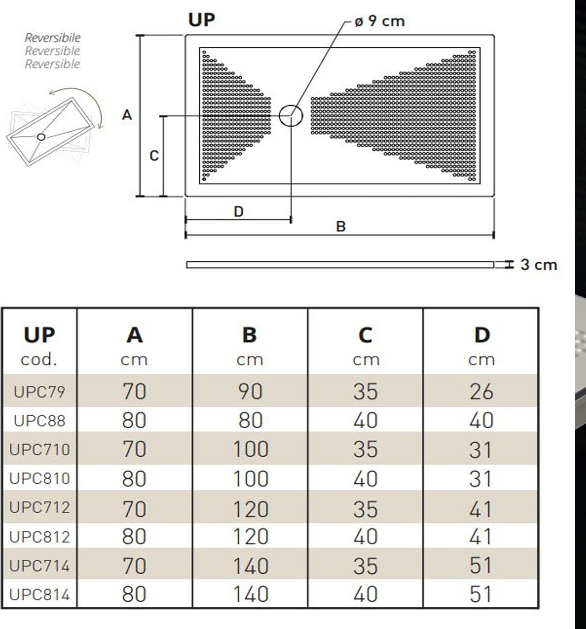 Piatto Doccia in ceramica Althea UP H3 Cm - 3