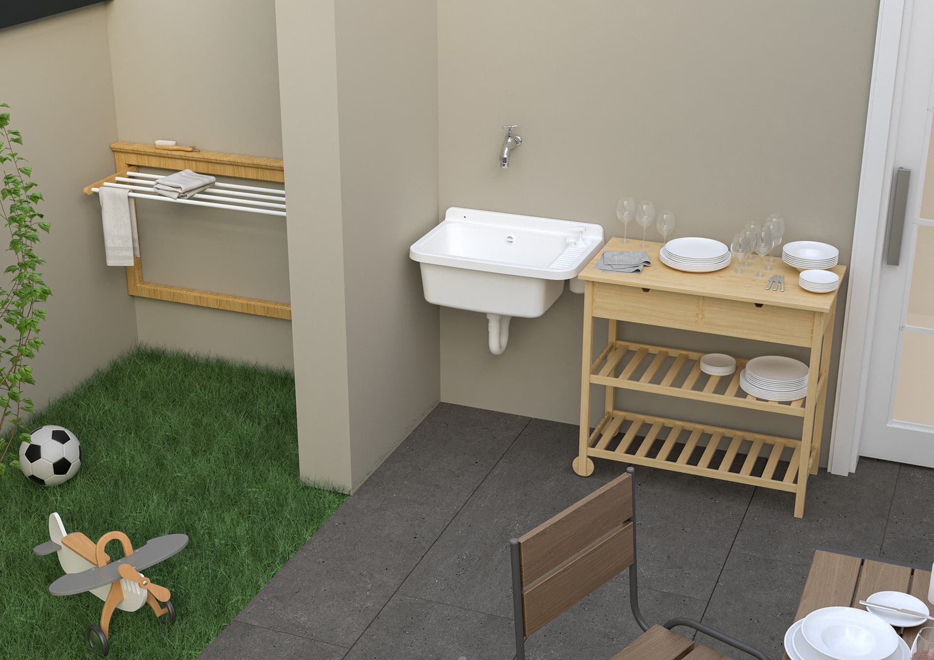 Pilozzo a parete in resina 60x48 con dosa sapone in pvc - 6