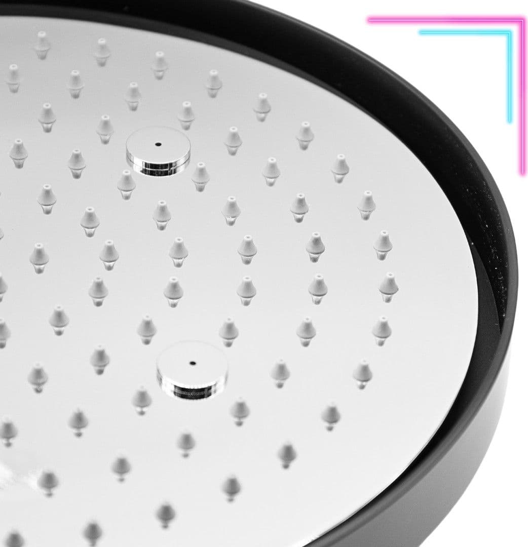 Ogomondo Soffione doccia a Led ad Incasso Nero Opaco Tondo 300 mm con telecomando - 2