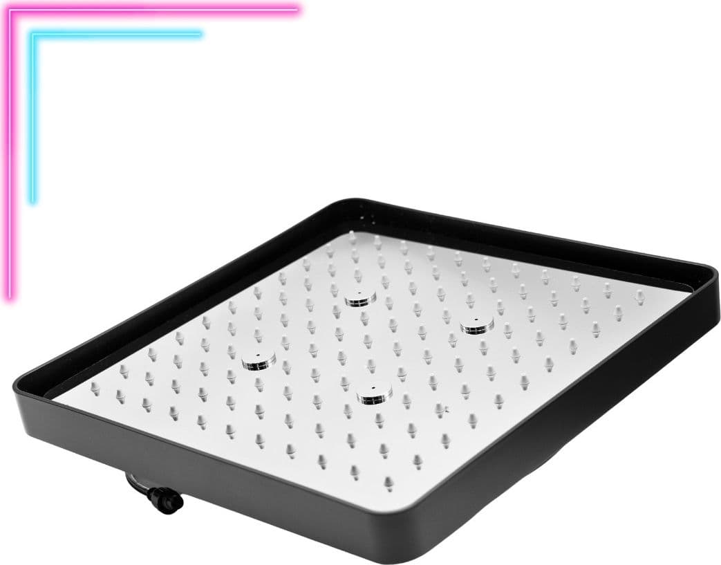 Soffione doccia a Led ad Incasso Nero Opaco Quadrato cm 30x30 con telecomando - 2