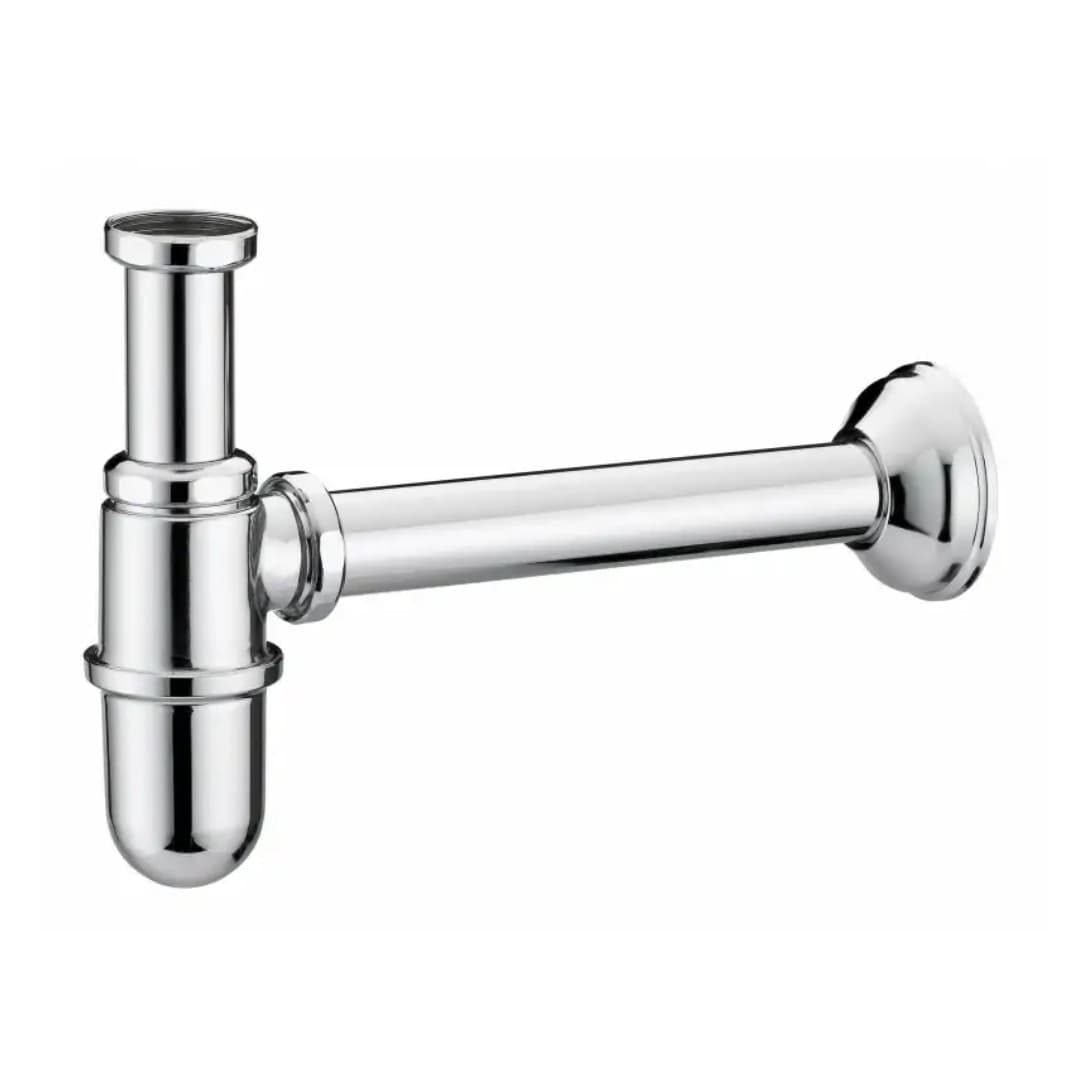 Sifone Tubo di Scarico in Ottone Cromato a Bottigli per Lavabo Lavandino Bagno da 1” - 3
