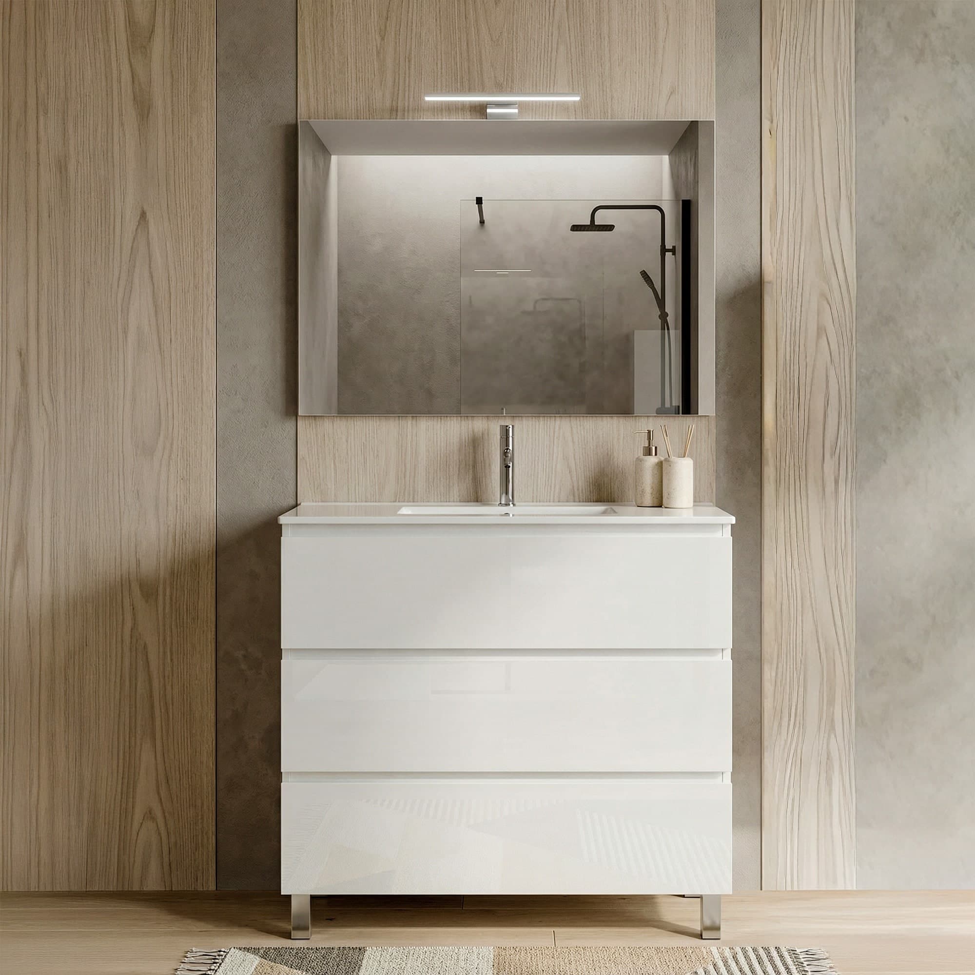 Mobile bagno A Terra 80cm Bianco 3 Cassetti ARMONY
