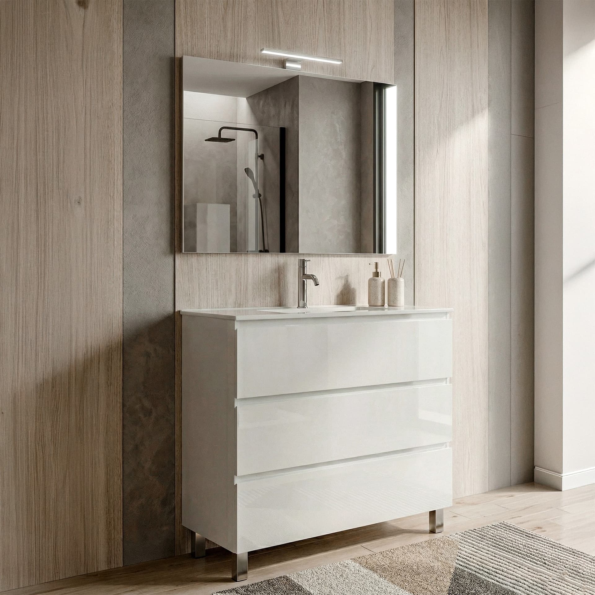 Mobile bagno A Terra 80cm Bianco 3 Cassetti ARMONY - 3