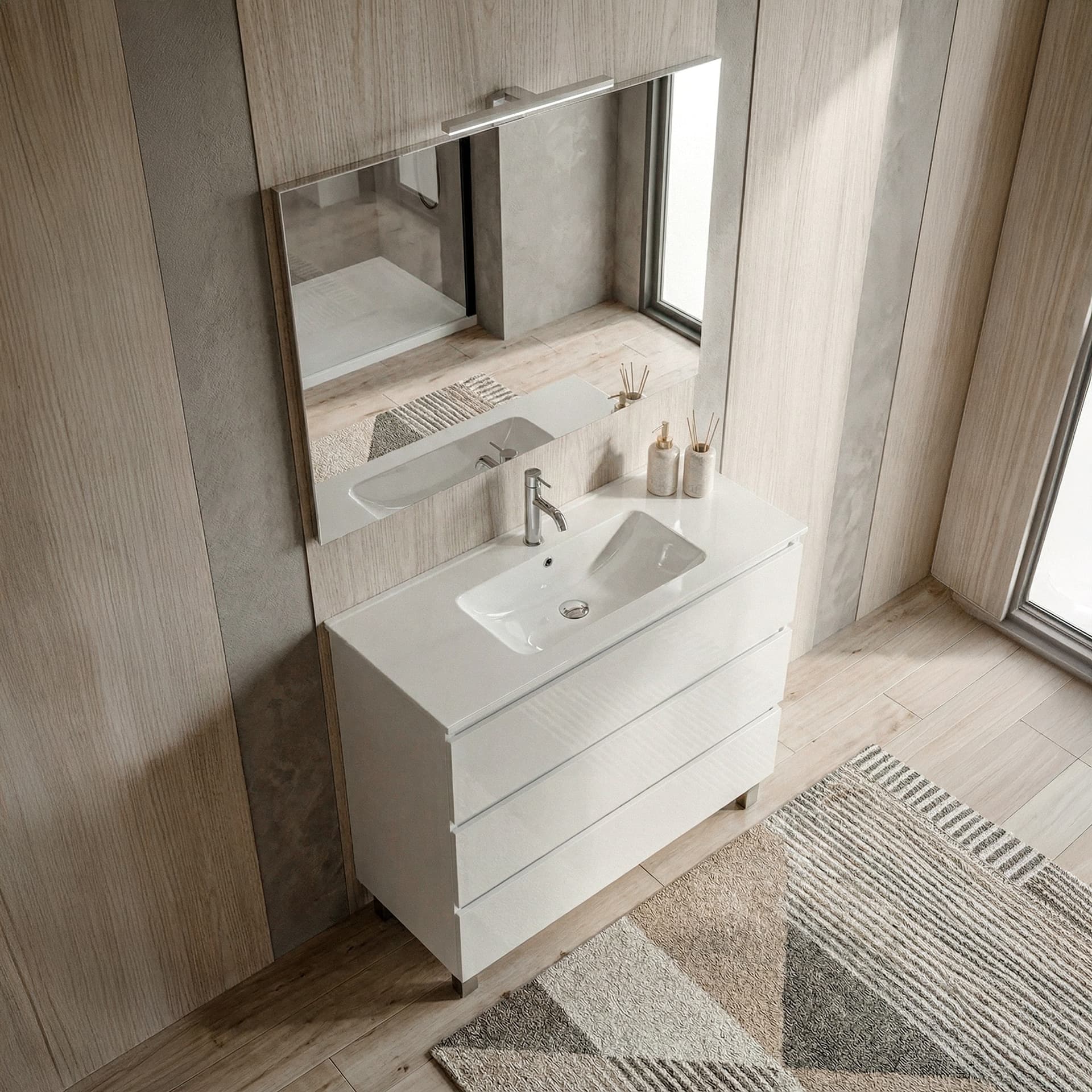 Mobile bagno A Terra 80cm Bianco 3 Cassetti ARMONY - 5