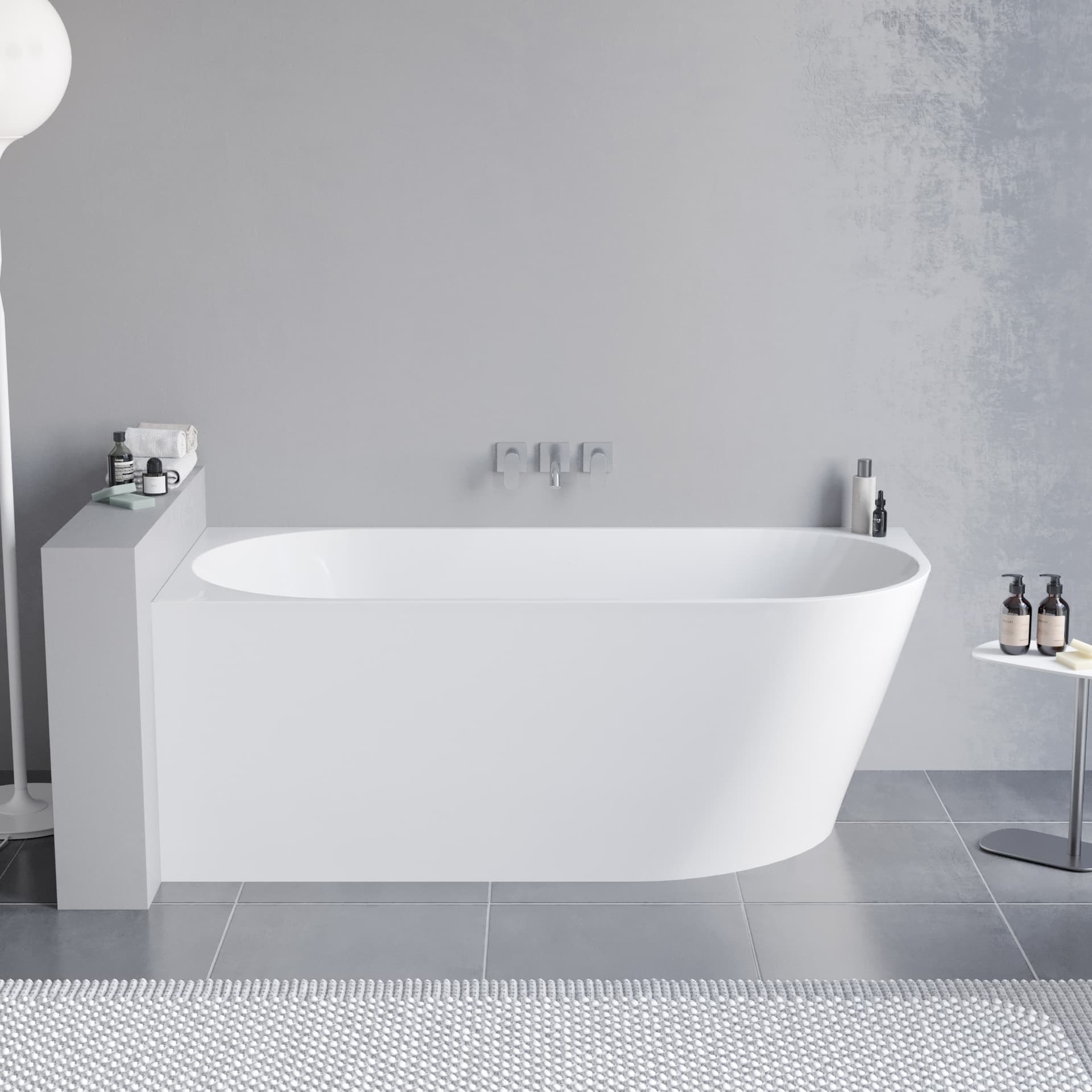 Vasca da Bagno 160x75 da Appoggio ad angolo e Piletta Clic Clac Sinistra RIVER - 2