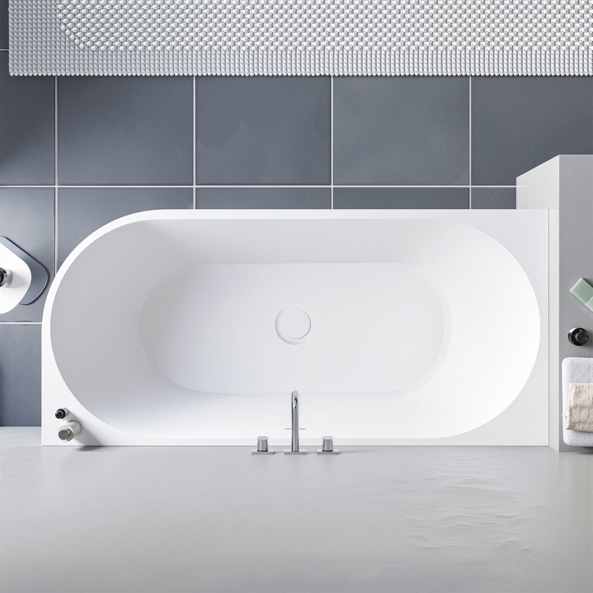 Vasca da Bagno 160x75 da Appoggio ad angolo e Piletta Clic Clac Sinistra RIVER - 3