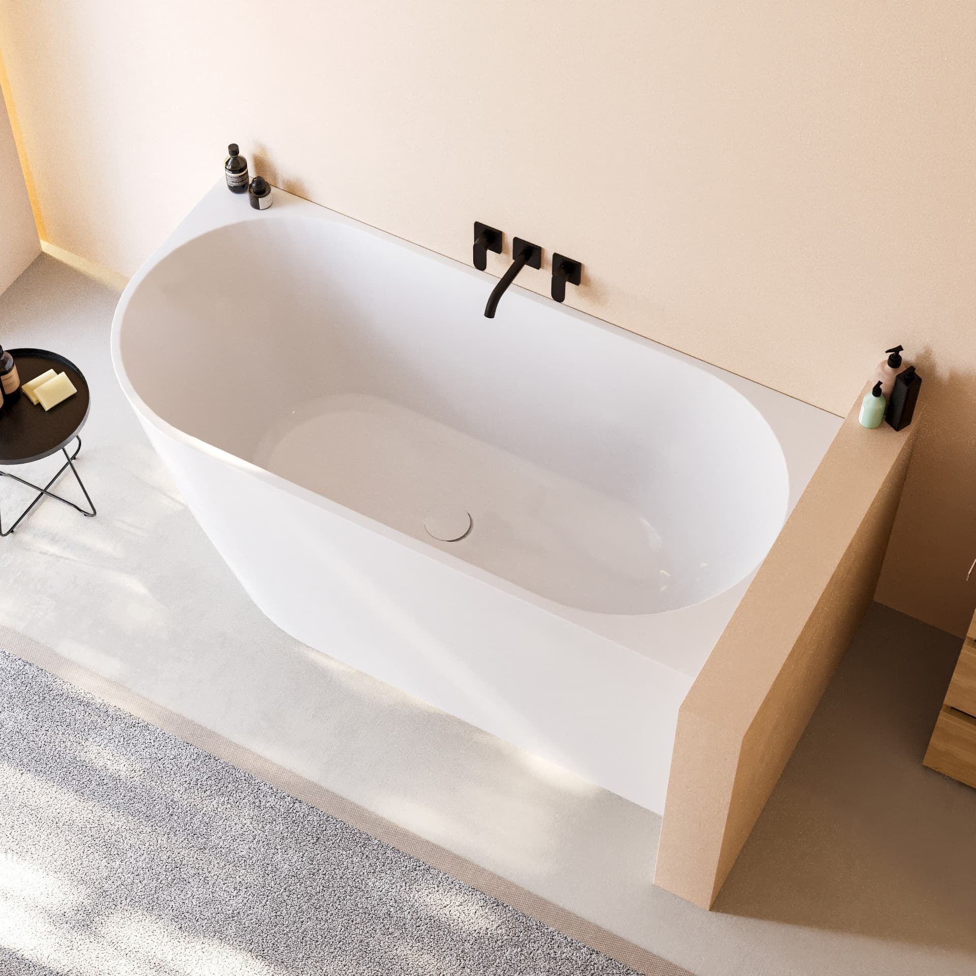 Vasca da Bagno 160x75 da Appoggio ad angolo e Piletta Clic Clac Destra RIVER - 2