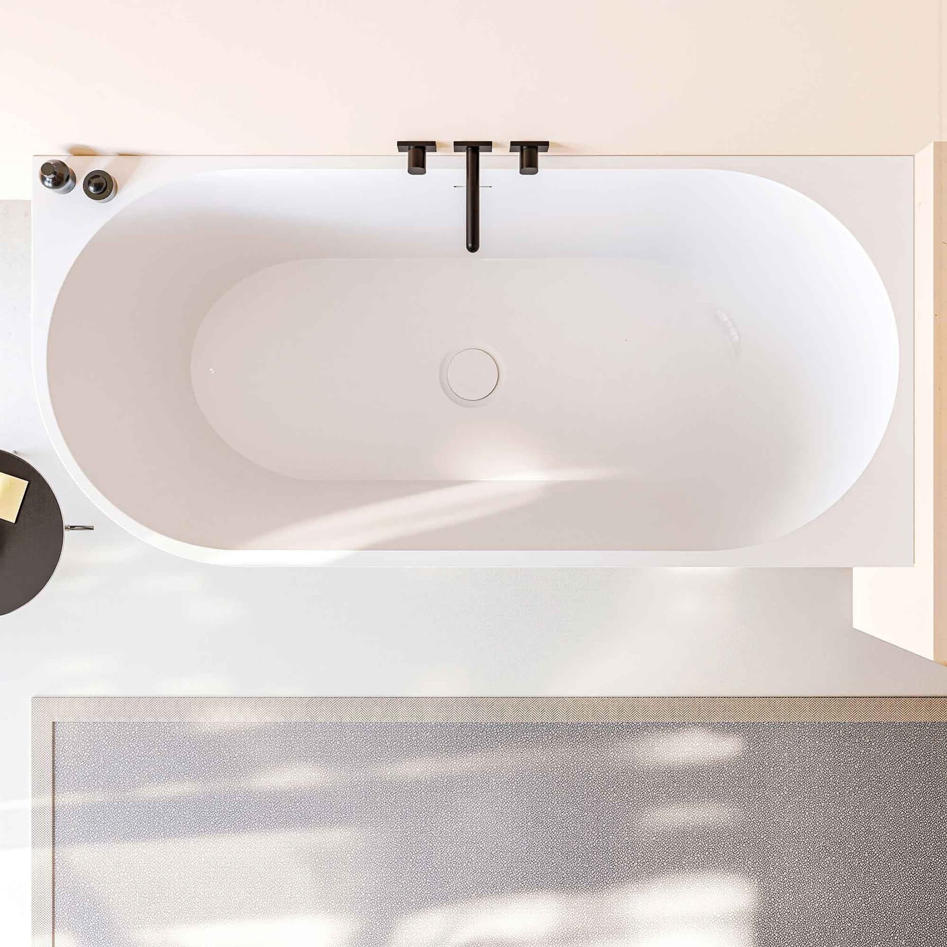 Vasca da Bagno 160x75 da Appoggio ad angolo e Piletta Clic Clac Destra RIVER - 3