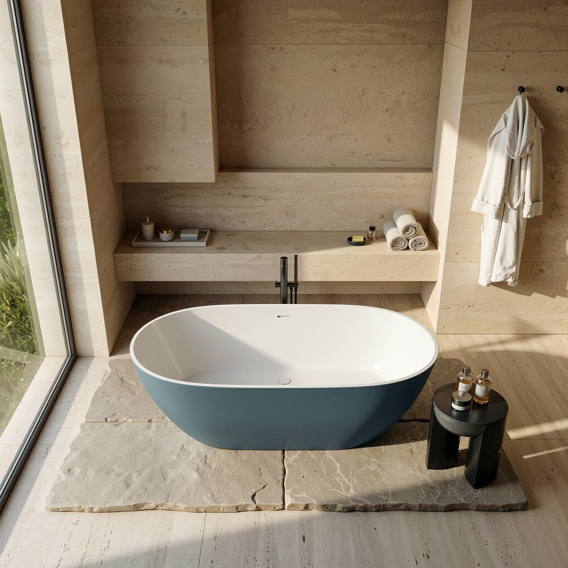 Vasca da bagno free standing Grigio Blu 160x73 GRAY MOON - 2