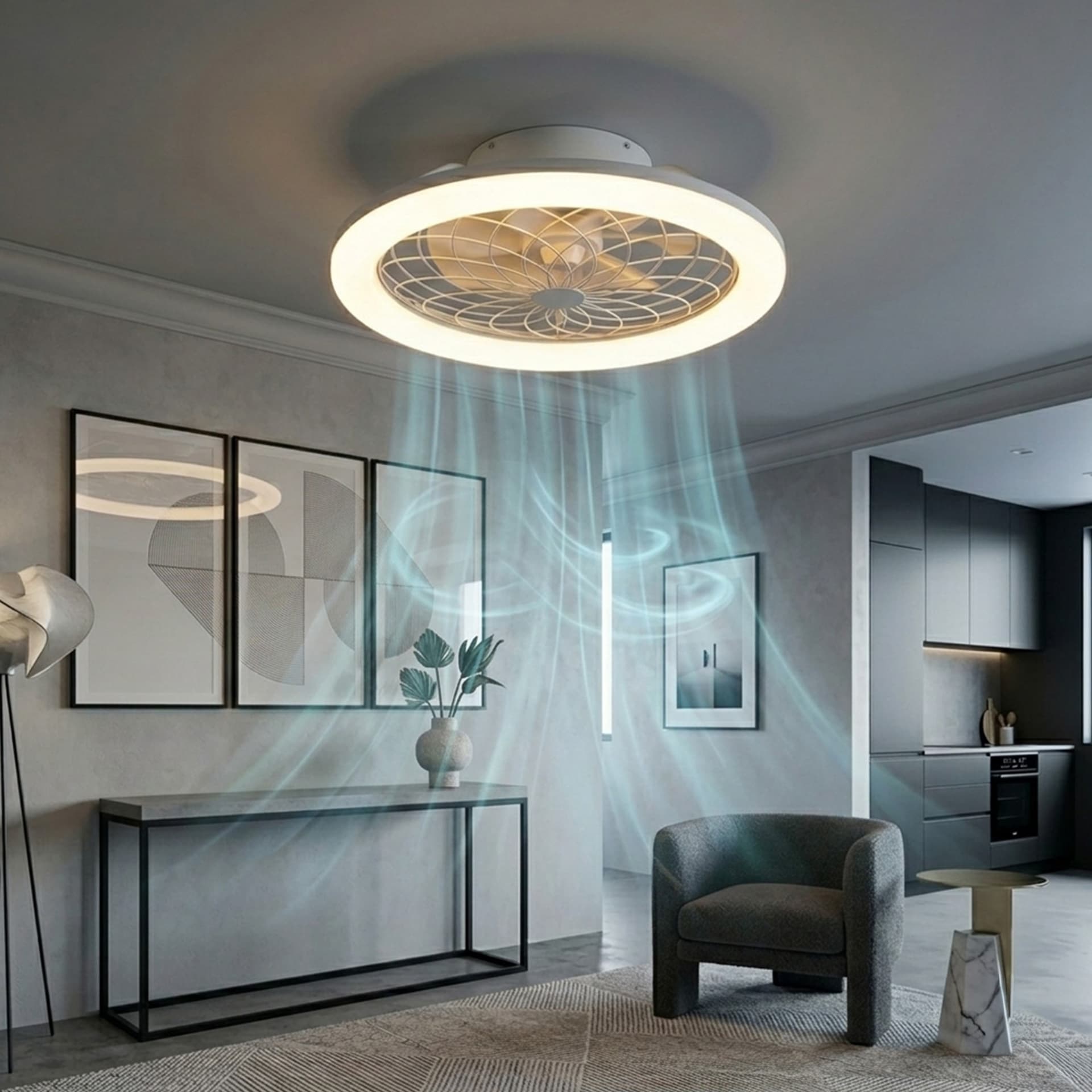 Plafoniera LED 40W con Ventilatore Bianca con Telecomando - 2