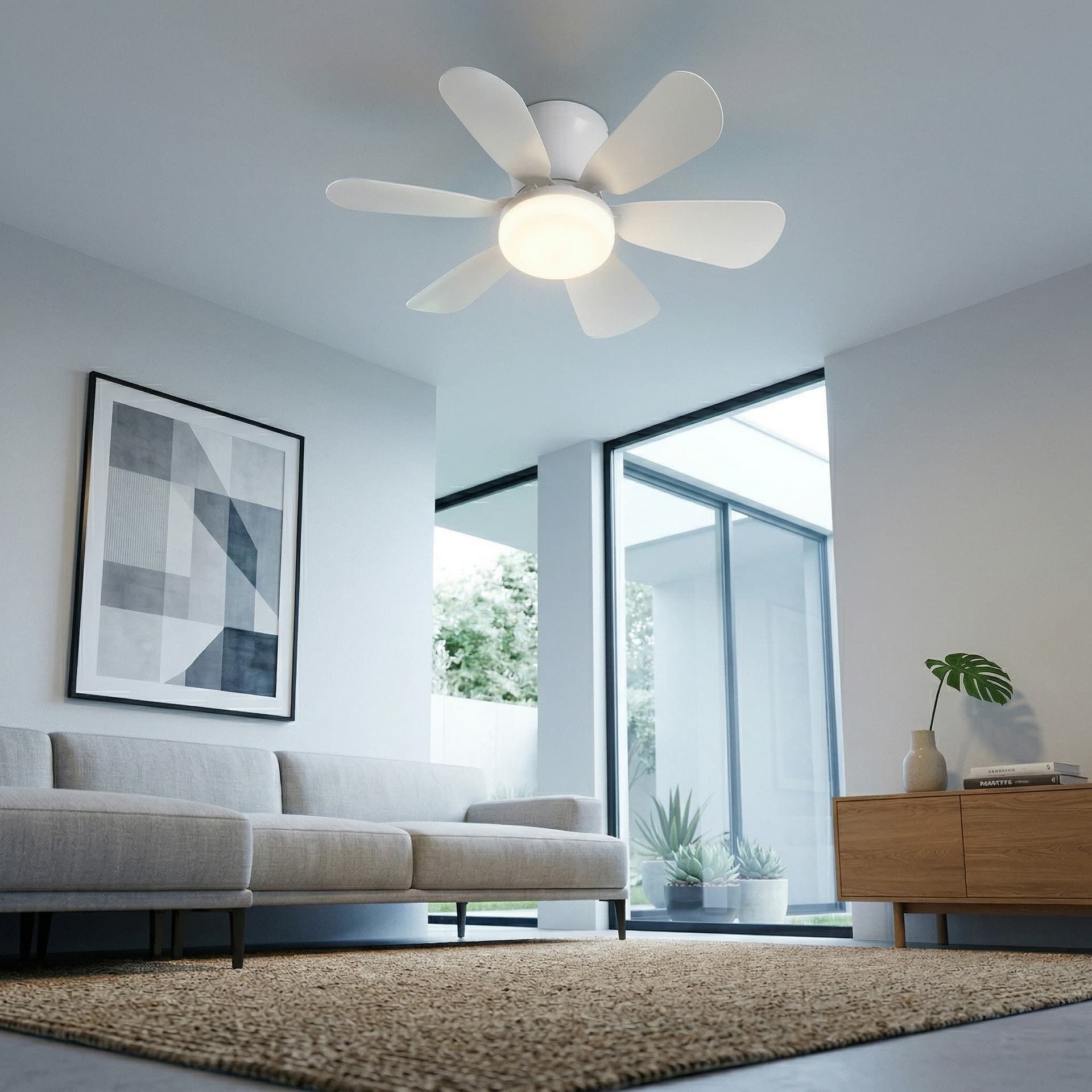 PLAFONIERA LED VENTILATORE WIND BIANCO 10W 1100LM CCT DIMM CON TELECOMANDO IR 16X53CM - 4