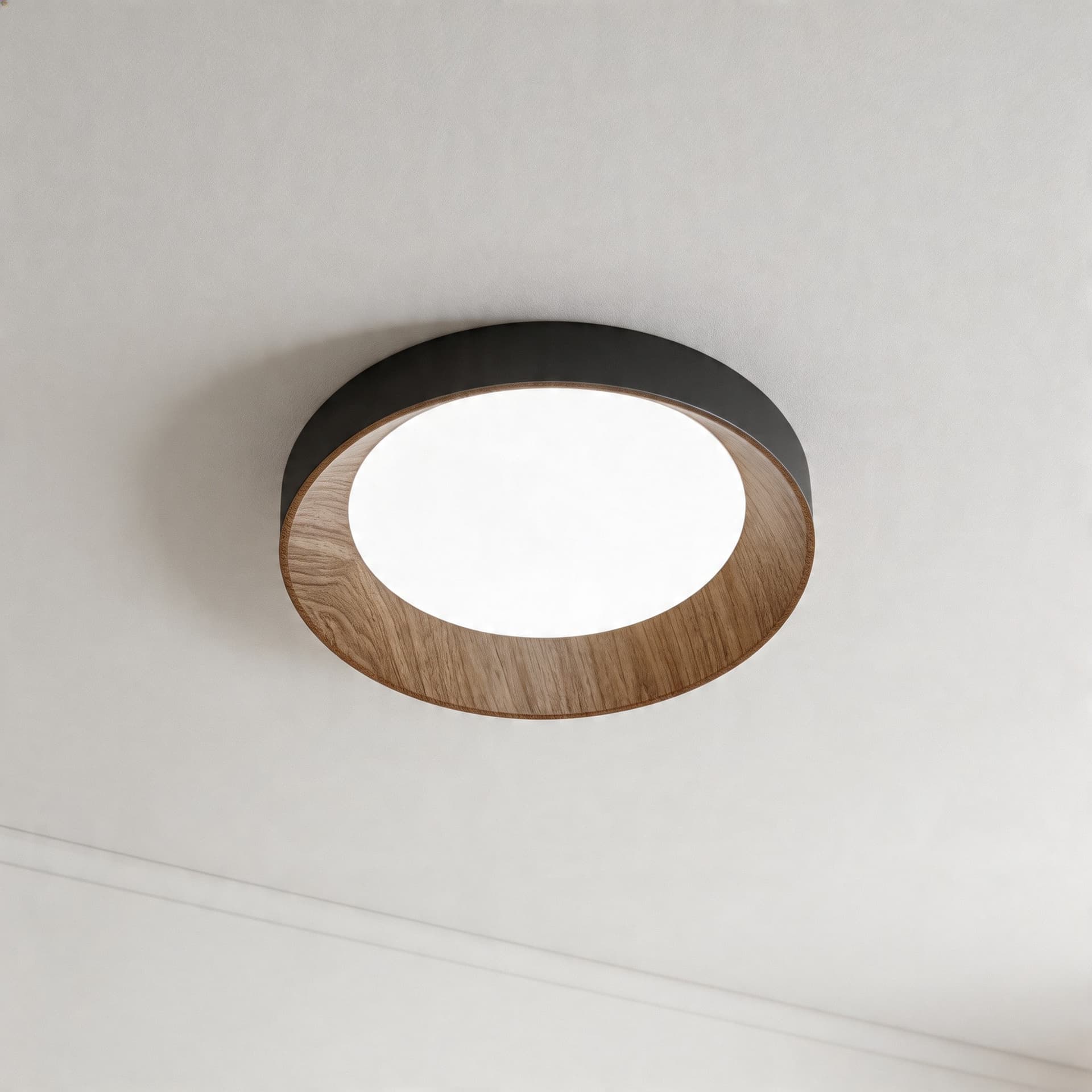 Plafoniera LED moderna da soffitto bianca o nera in simil legno 23W - 2