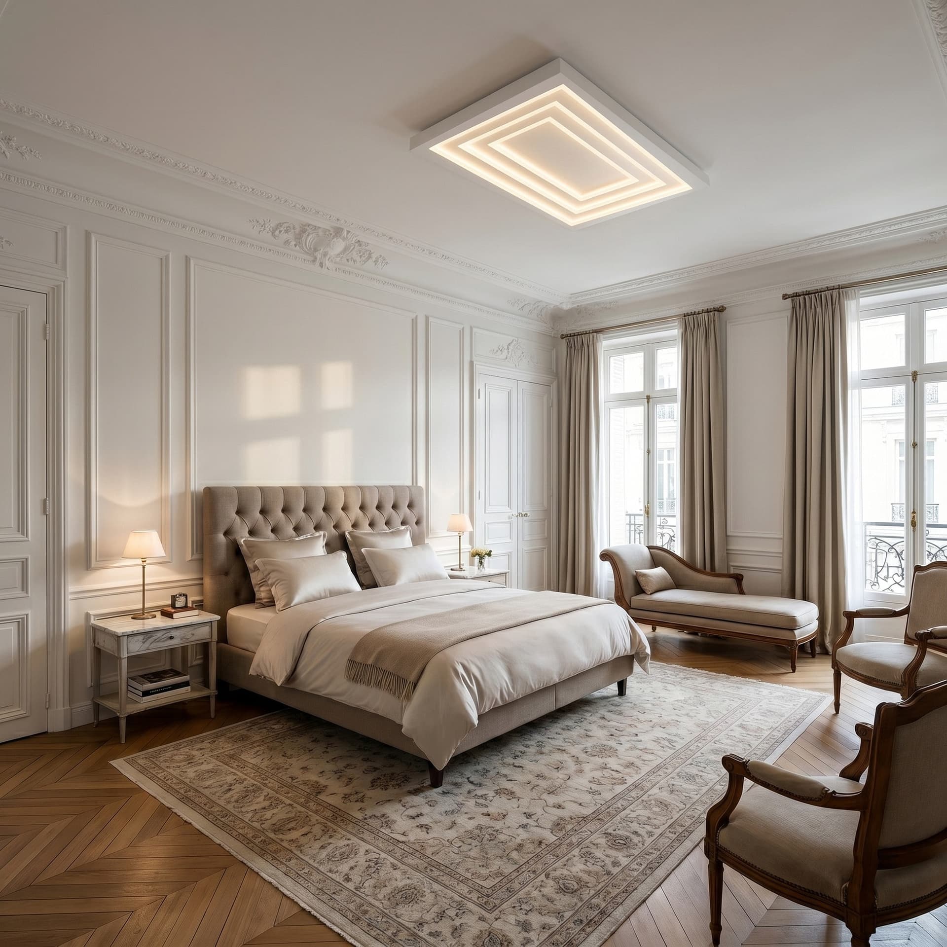 Plafoniera LED moderna da soffitto con diffusore in alluminio bianco 55W - 3