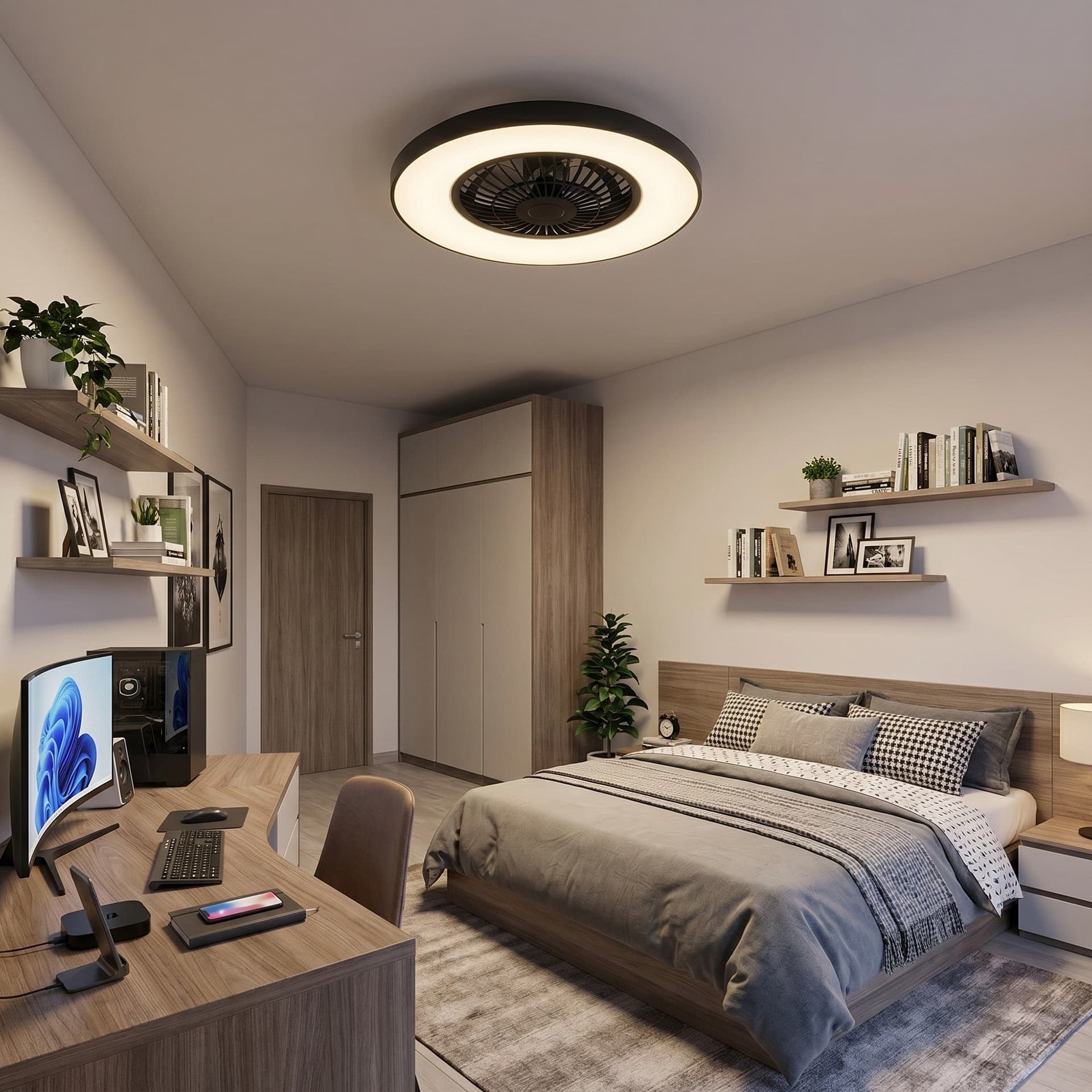 Plafoniera LED con Ventilatore e Bluetooth Telecomando incluso - 1