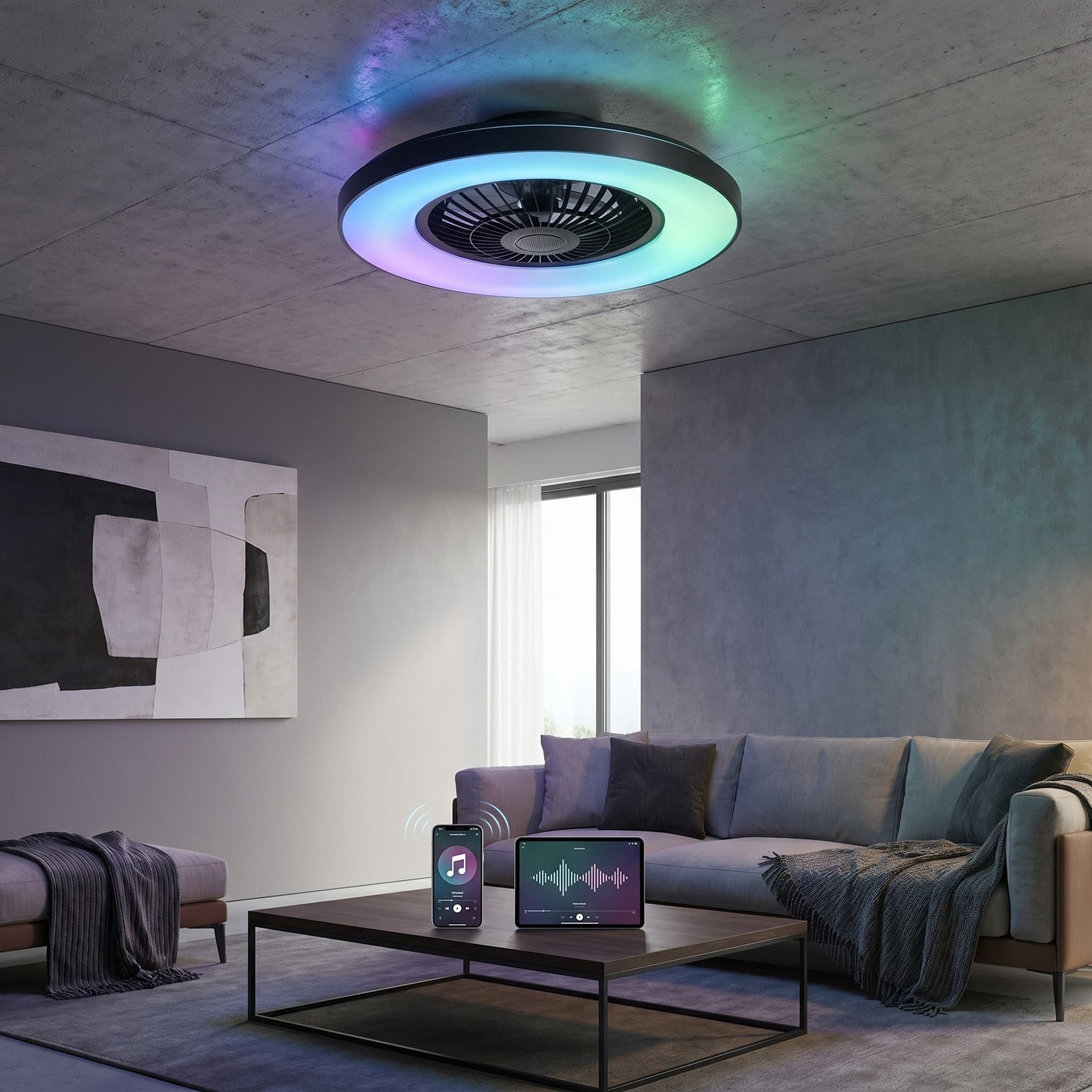 Plafoniera LED con Ventilatore e Bluetooth Telecomando incluso - 2