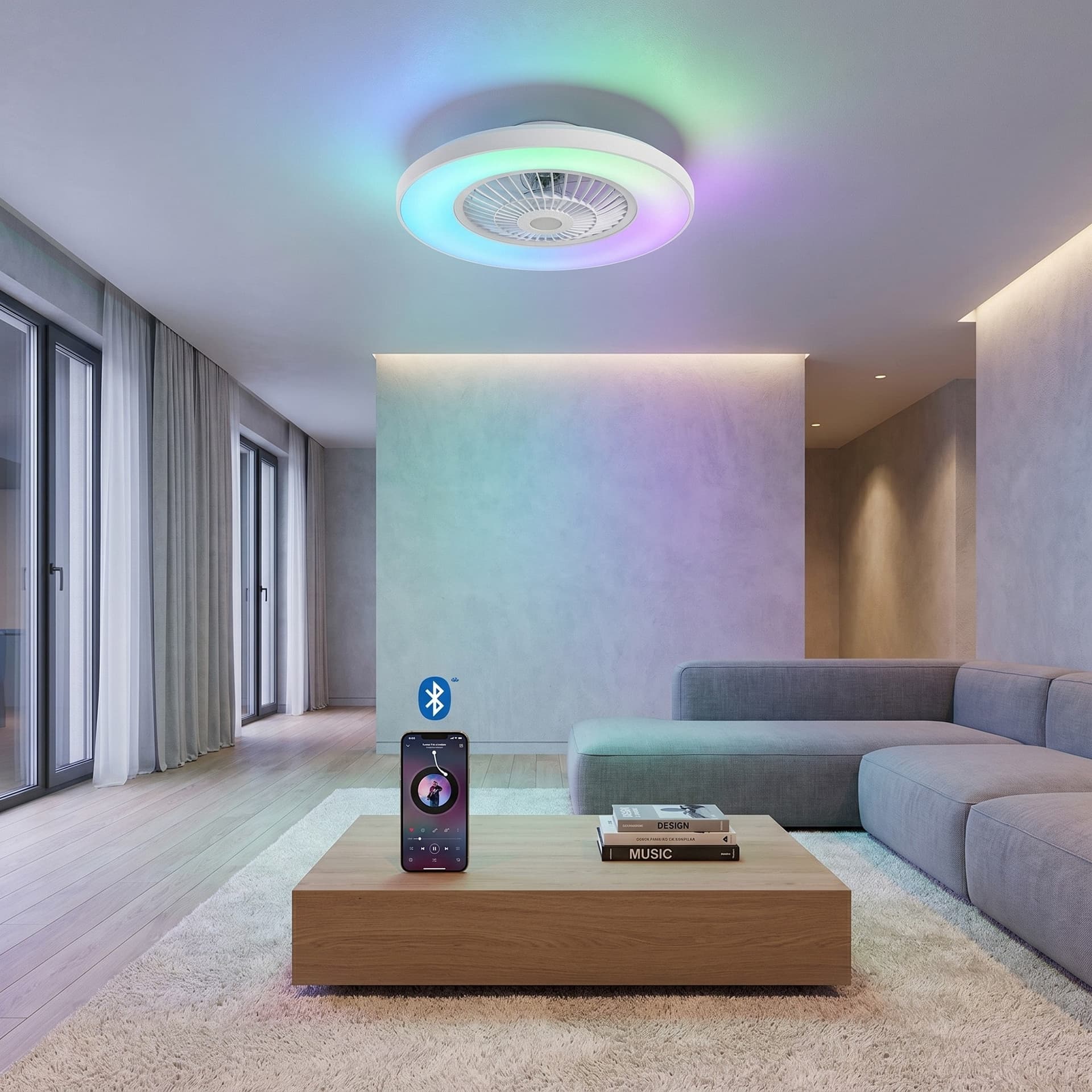 Plafoniera LED con Ventilatore e Bluetooth Telecomando incluso - 8