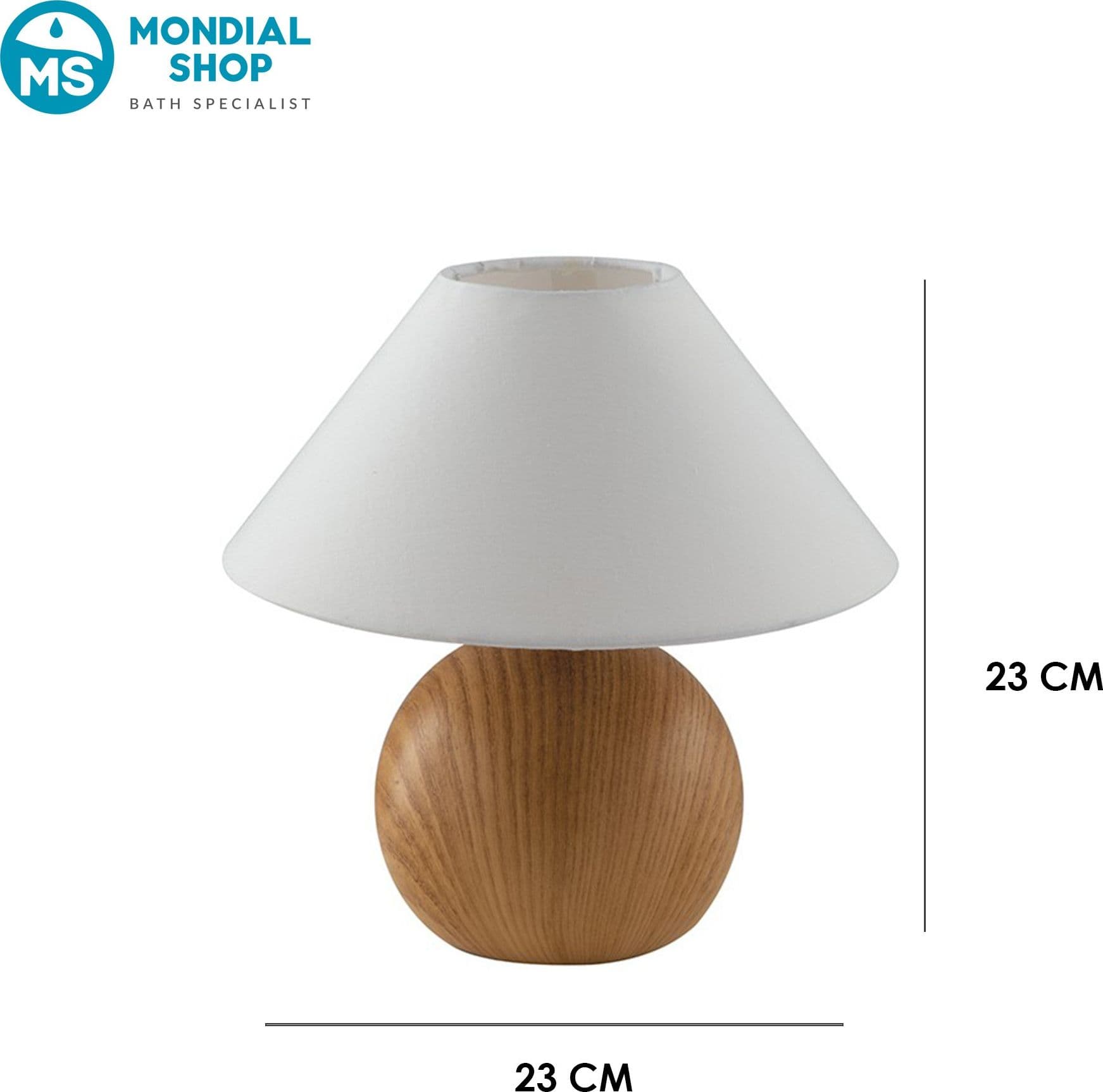 Lampada da tavolo o comodino in Rovere o Pino con paralume in tessuto bianco 1XE14 - 6