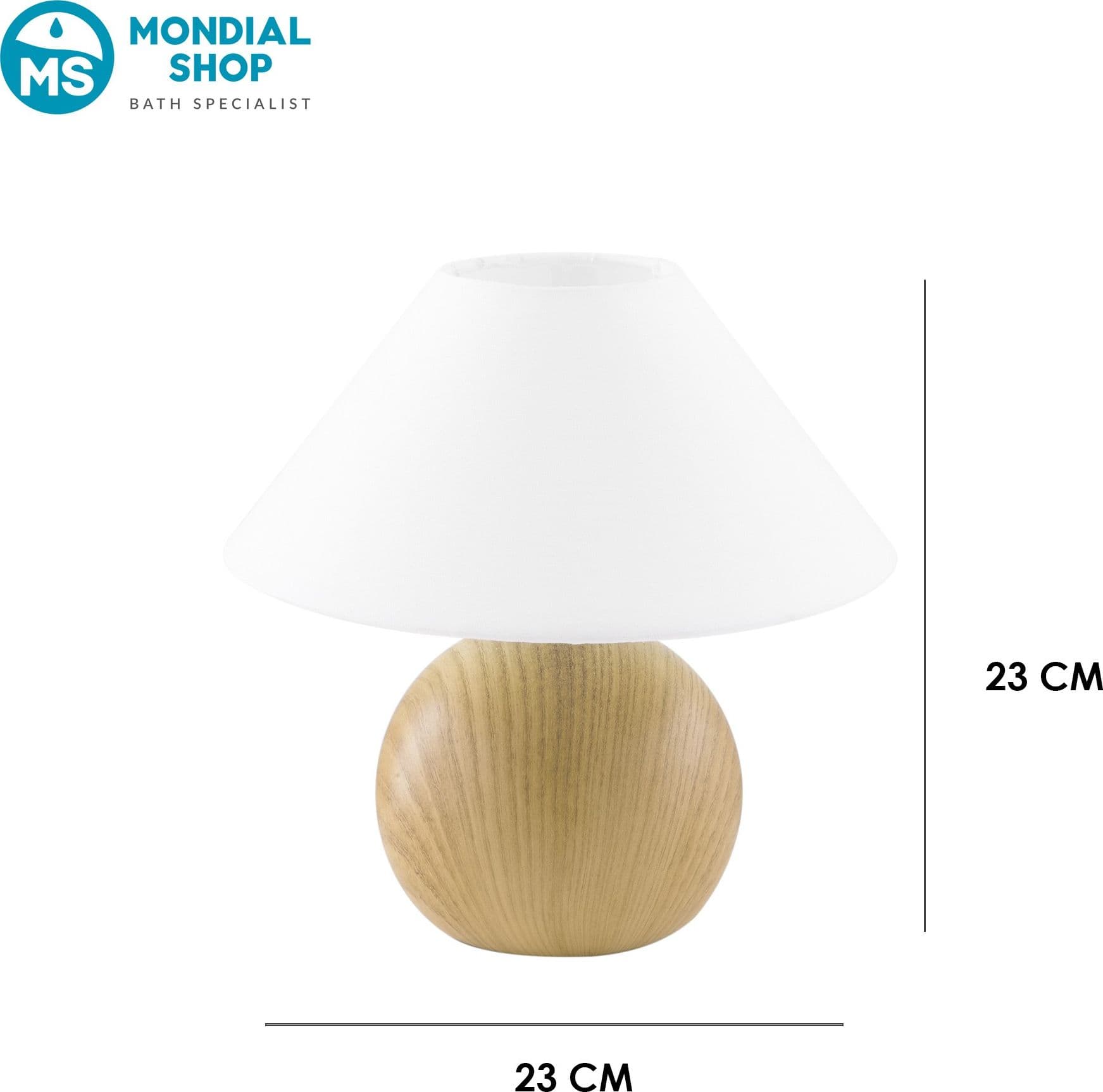 Lampada da tavolo o comodino in Rovere o Pino con paralume in tessuto bianco 1XE14 - 7