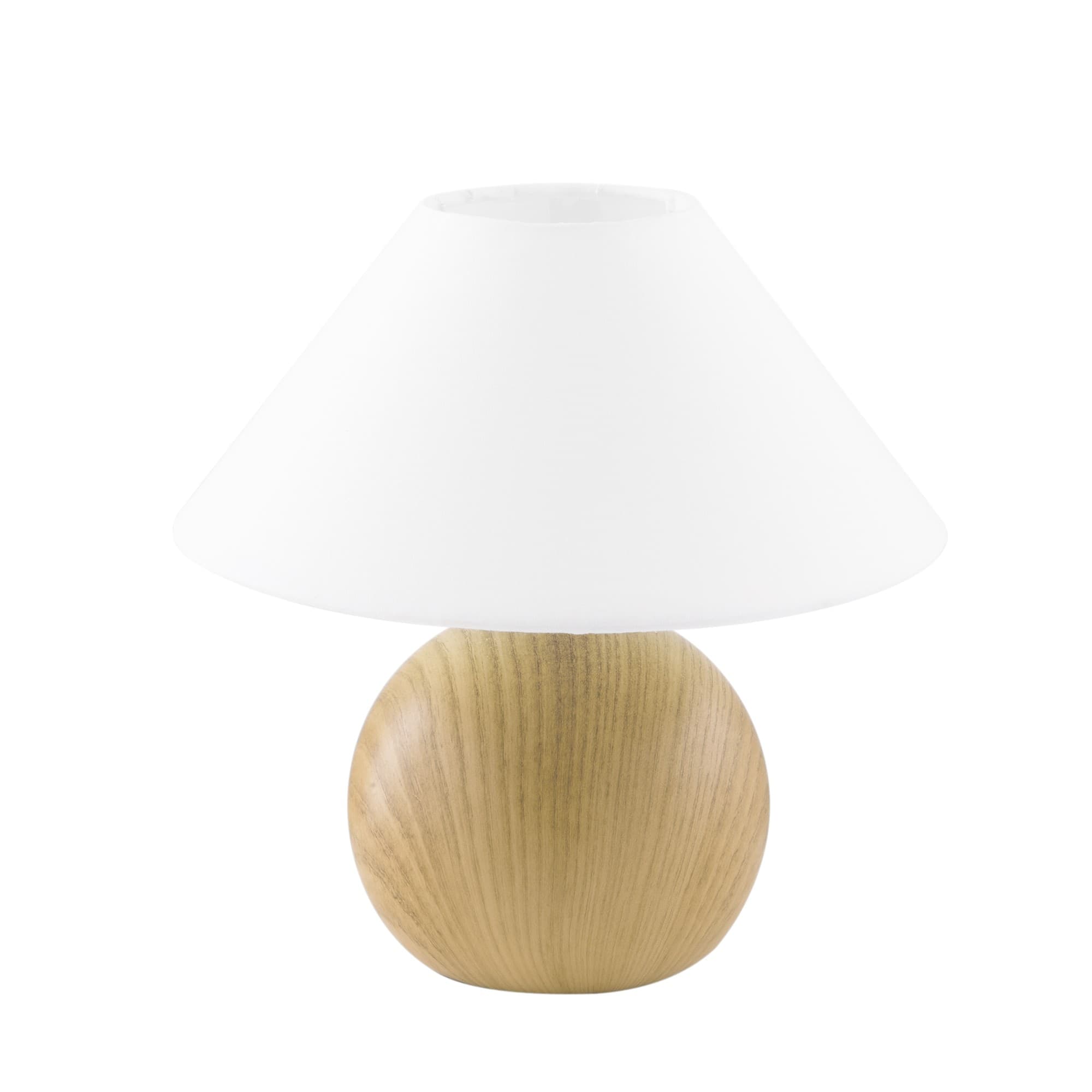 Lampada da tavolo o comodino in Rovere o Pino con paralume in tessuto bianco 1XE14 - 8