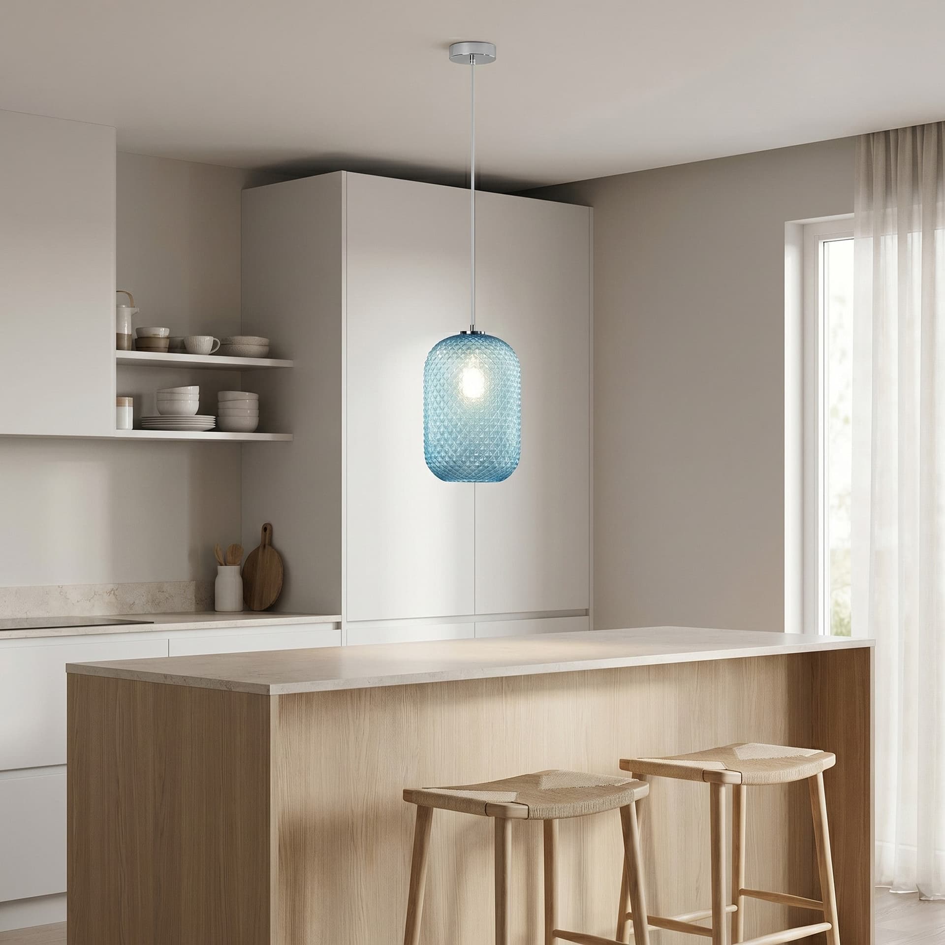 Sospensione Lampadario ovale design moderno in vari colori 1XE27 - 9