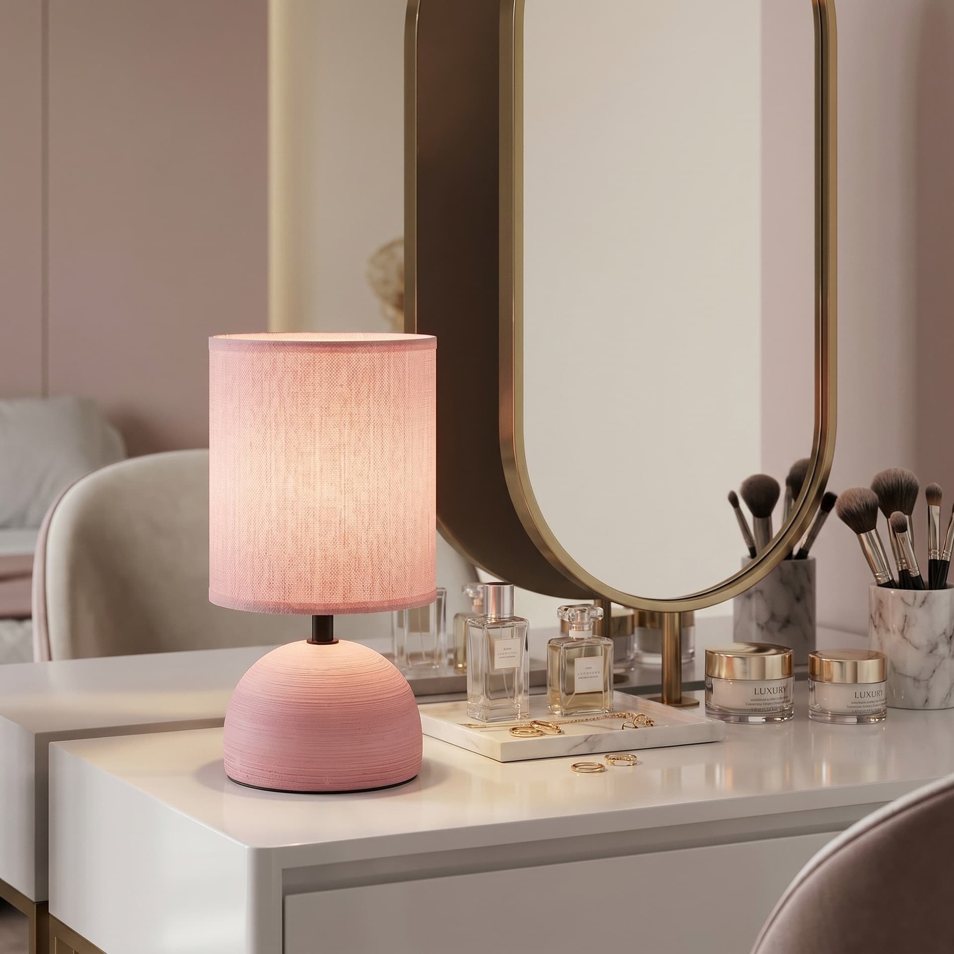 Lume da comodino moderno in ceramica e tela in 5 varianti 1XE14 - 15
