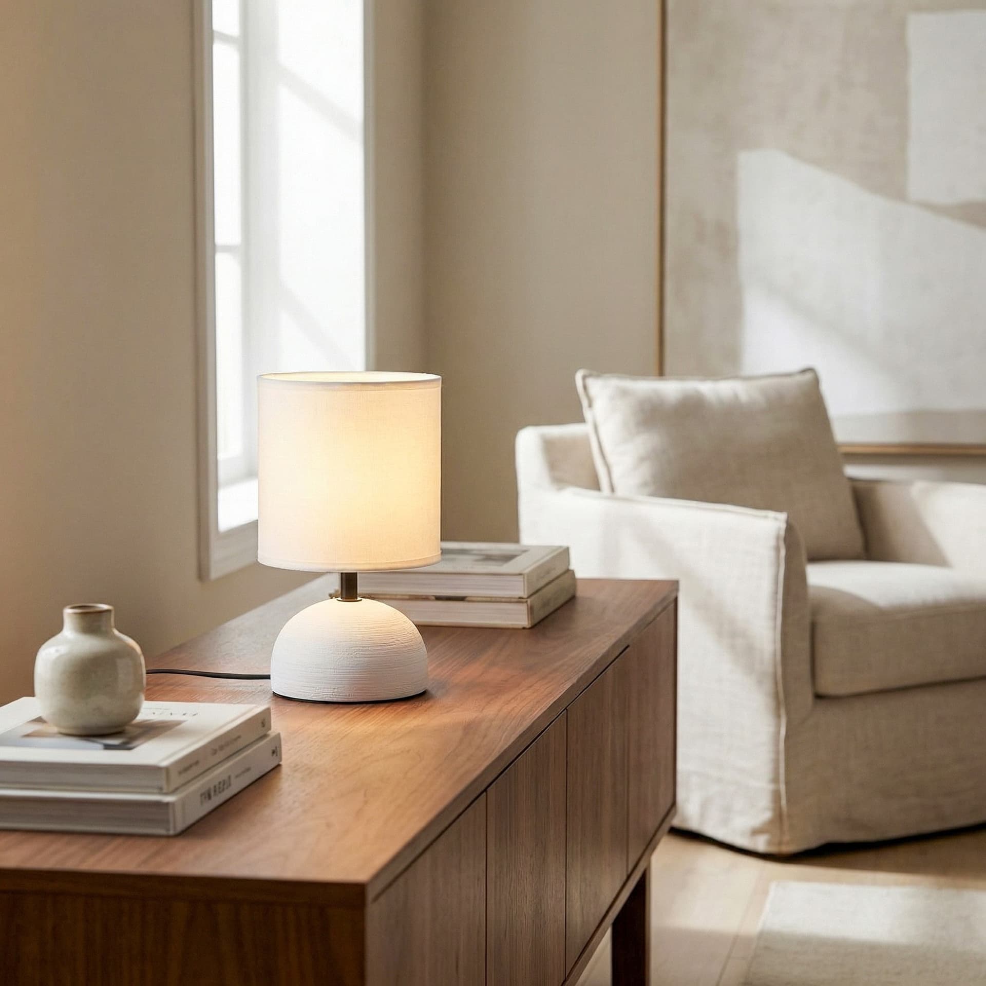 Lume da comodino moderno in ceramica e tela in 5 varianti 1XE14 - 6