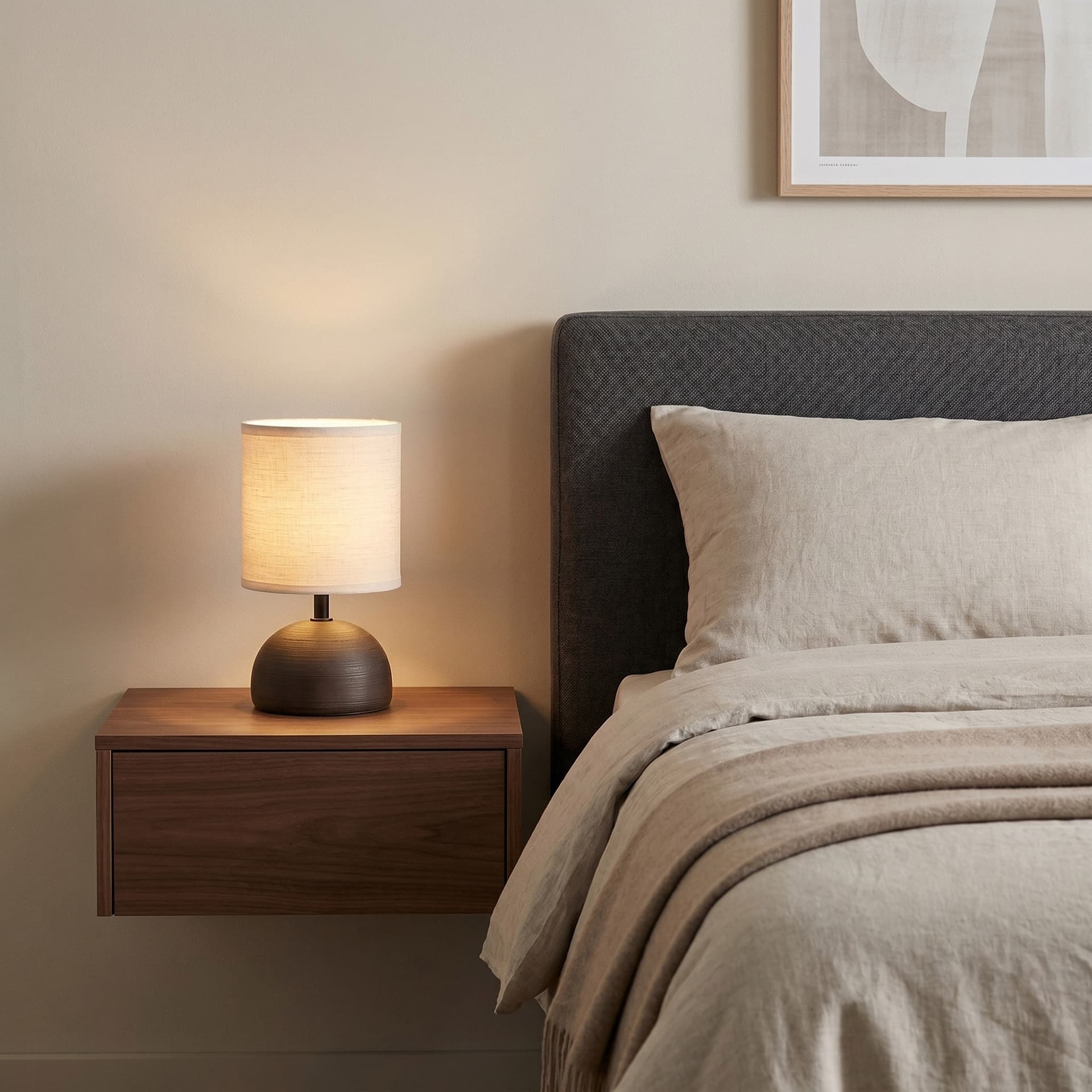 Lume da comodino moderno in ceramica e tela in 5 varianti 1XE14 - 10